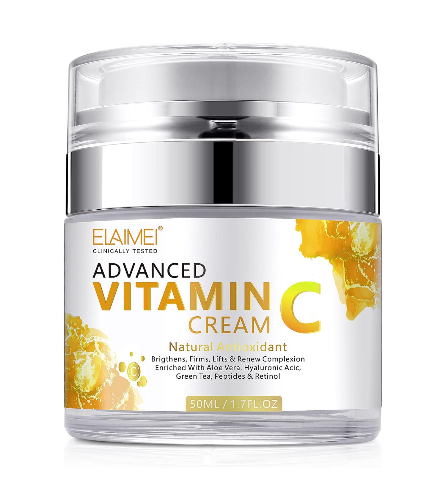 Vitamin C Face Cream with Hyaluronic Acid & Vitamin E Natural Anti Aging & Wrinkle Day & Night Face Moisturiser for Women and Men Boost Skin Collagen Brighten Hydrate and Plump Skin - Buy Online on GoSupps.com