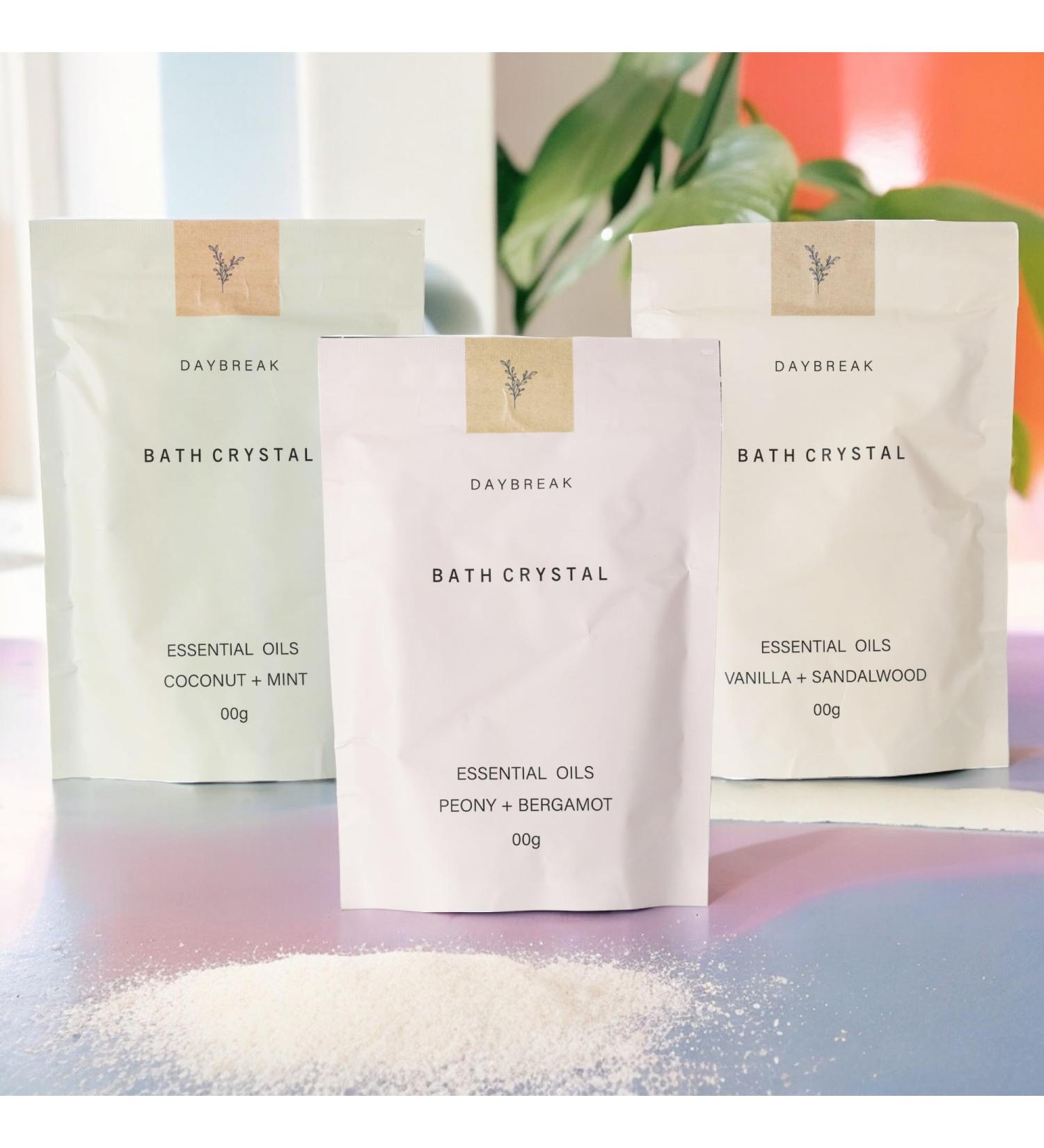 MIJOMA Lot de 3 sels de bain de 250 g en bois de santal vanille menthe coco pivoine et bergamote | Huiles nourrissantes et glyc rine pour hydratant