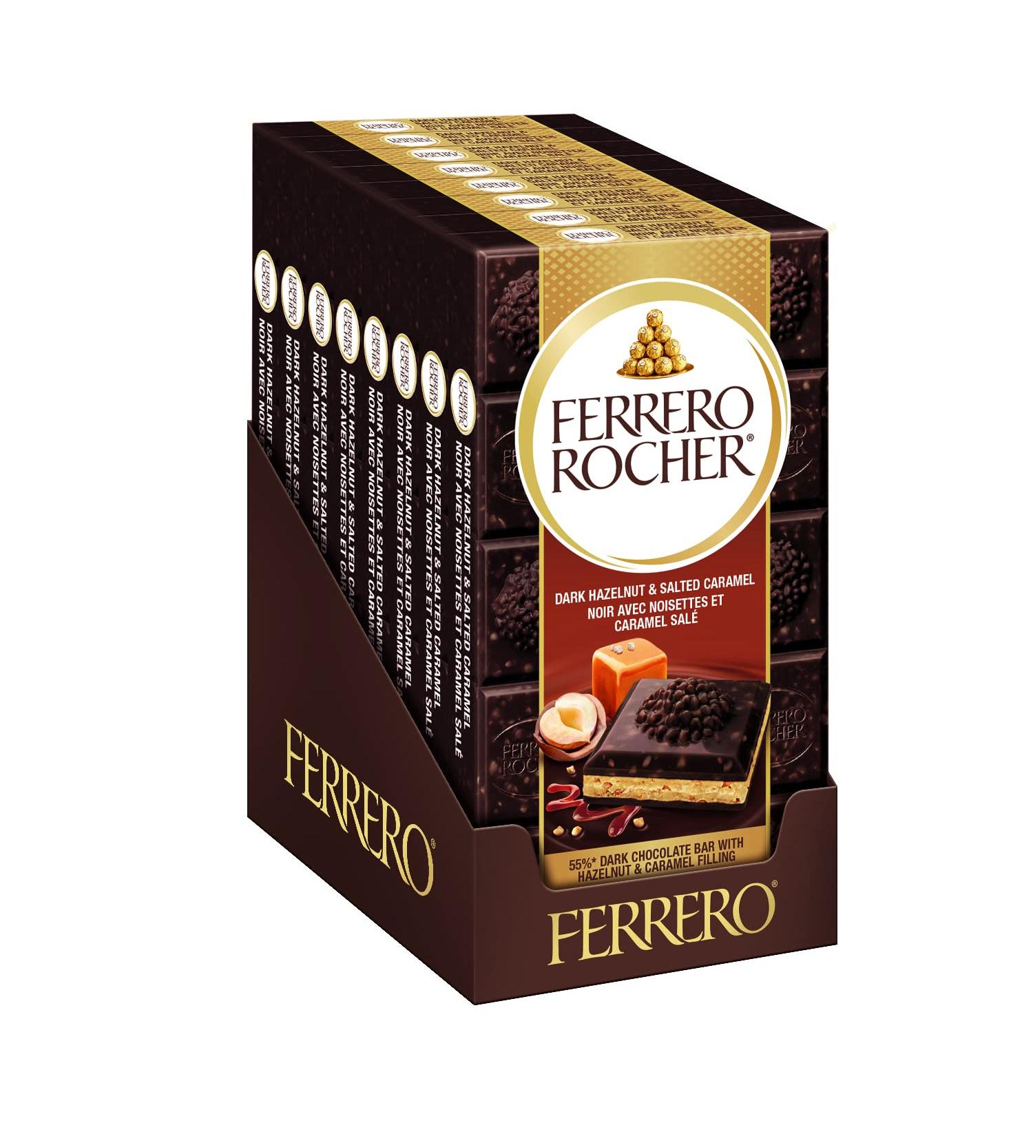 FERRERO ROCHER Premium Chocolate Bar Dark Hazelnut and Salted Caramel Bar 8 bars 720 g - Buy Online on GoSupps.com