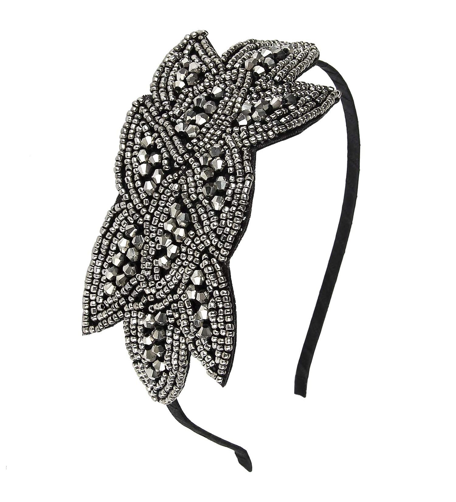 1920s Disco Ball Women's Headband | Gatsby Costume Accessory | Vintage Flapper Hair Band with Sequins & Pearls - Buy Online on GoSupps.com