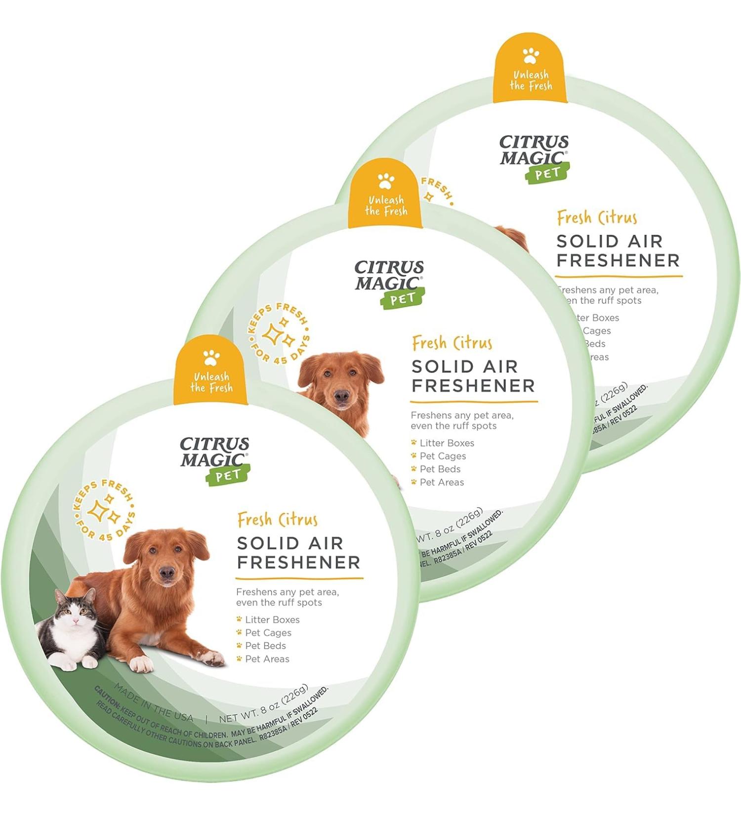 Citrus Magic Pet Odor Absorbing Solid Air Freshener for Home Air Purifier Fresh Citrus Must have Pet Supplies 8 Oz (Pack of 3) - Buy Online on GoSupps.com