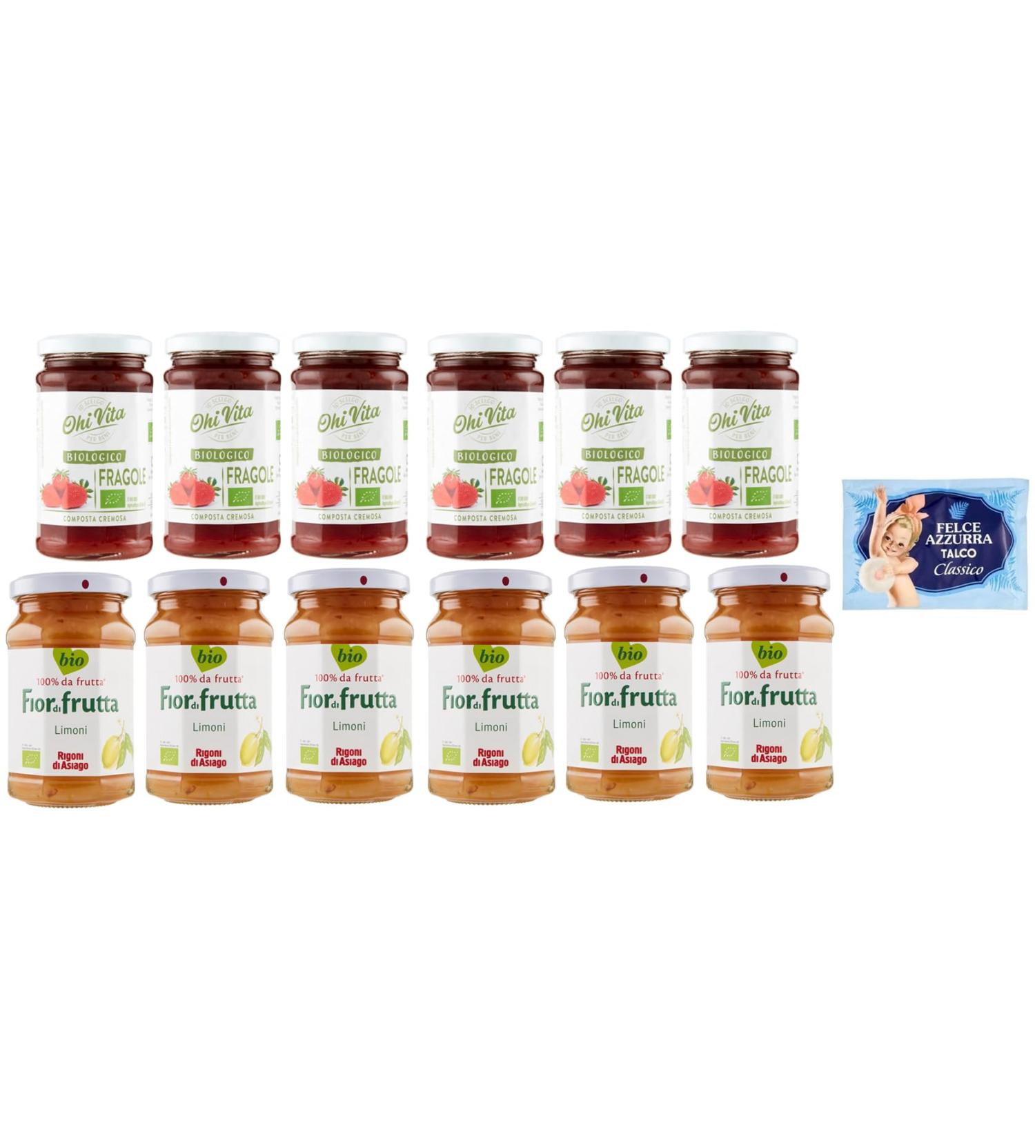 Ohi Vita Strawberry + Rigoni di Asiago Jam Test Packs Creamy Fruit Compote 250 g Jar + 1 x 100 g Felce Azzurra Talc Bag - Buy Online on GoSupps.com