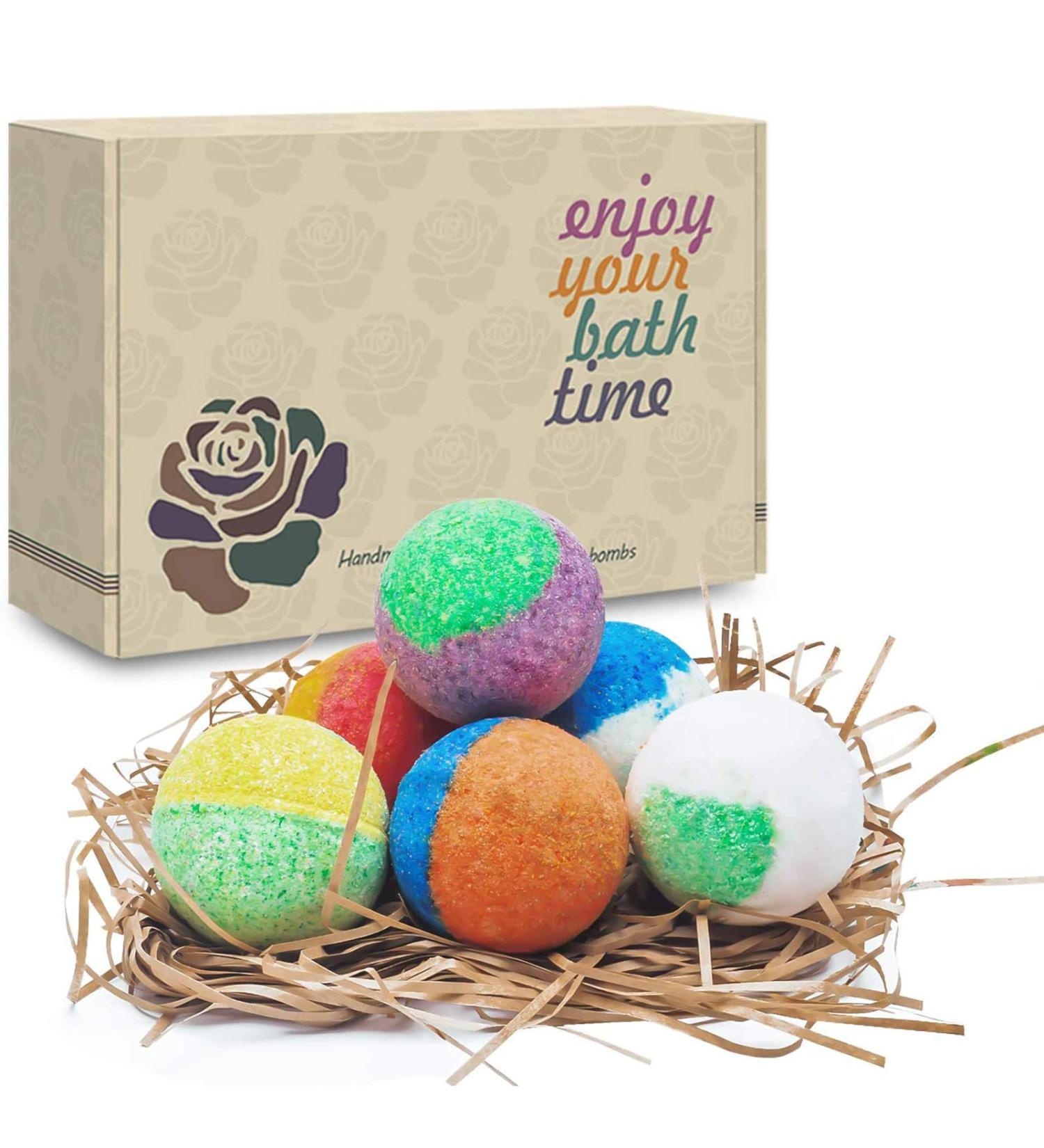INTEYE 6 Organic Bath Bombs Gift Set - Handmade Spa Fizzies with Essential Oils for Dry Skin - Perfect Gift for Women - Buy Online on GoSupps.com