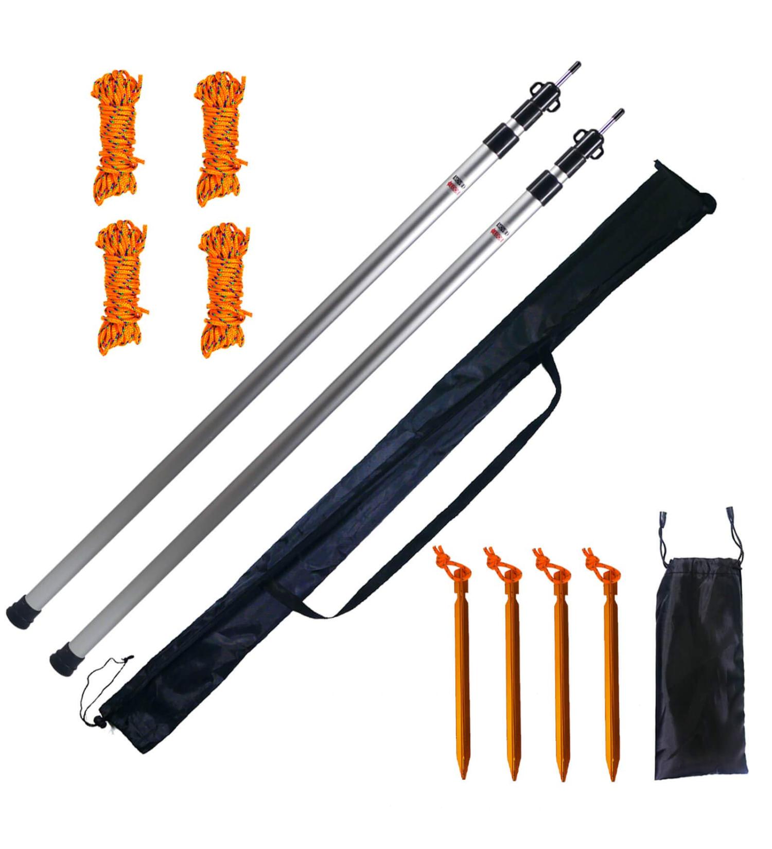 Orgrimmar Adjustable Tarp Poles Set of 2 | Lightweight Aluminum Telescoping Rods for Camping, Backpacking, and Hammock Rain Fly | Portable Replacement Tent Poles for Awning Hiking - Pack of 2 - Buy Online on GoSupps.com