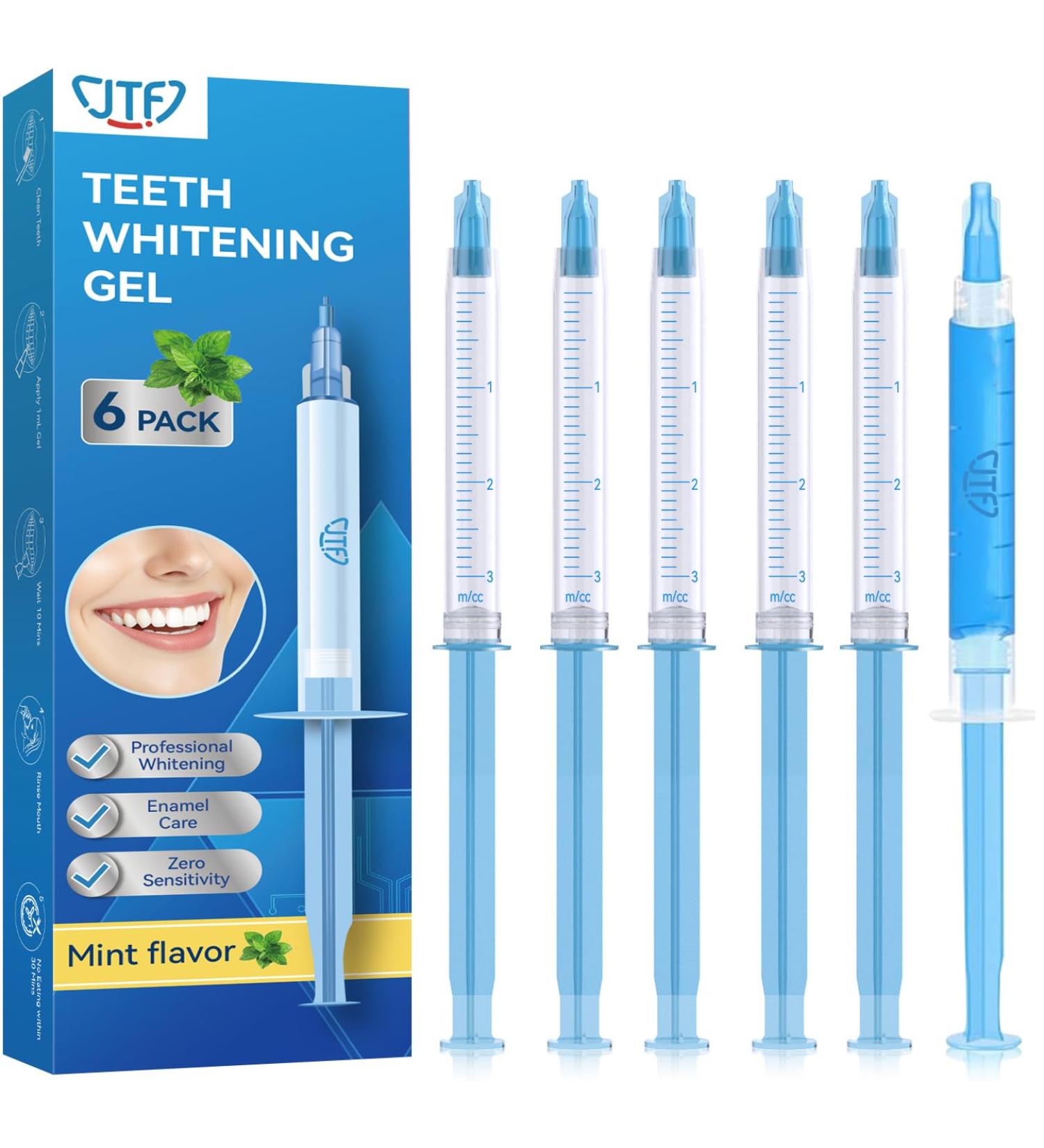 JTF Teeth Whitening Gel Kit: 35% Carbamide Peroxide, 5Pcs Teeth Whitener Gels and 1 Remineralization Gel to Remove Stains from Coffee Food and Smoking, Enamel Safe and No Sensitivity, Mint - Buy Online on GoSupps.com
