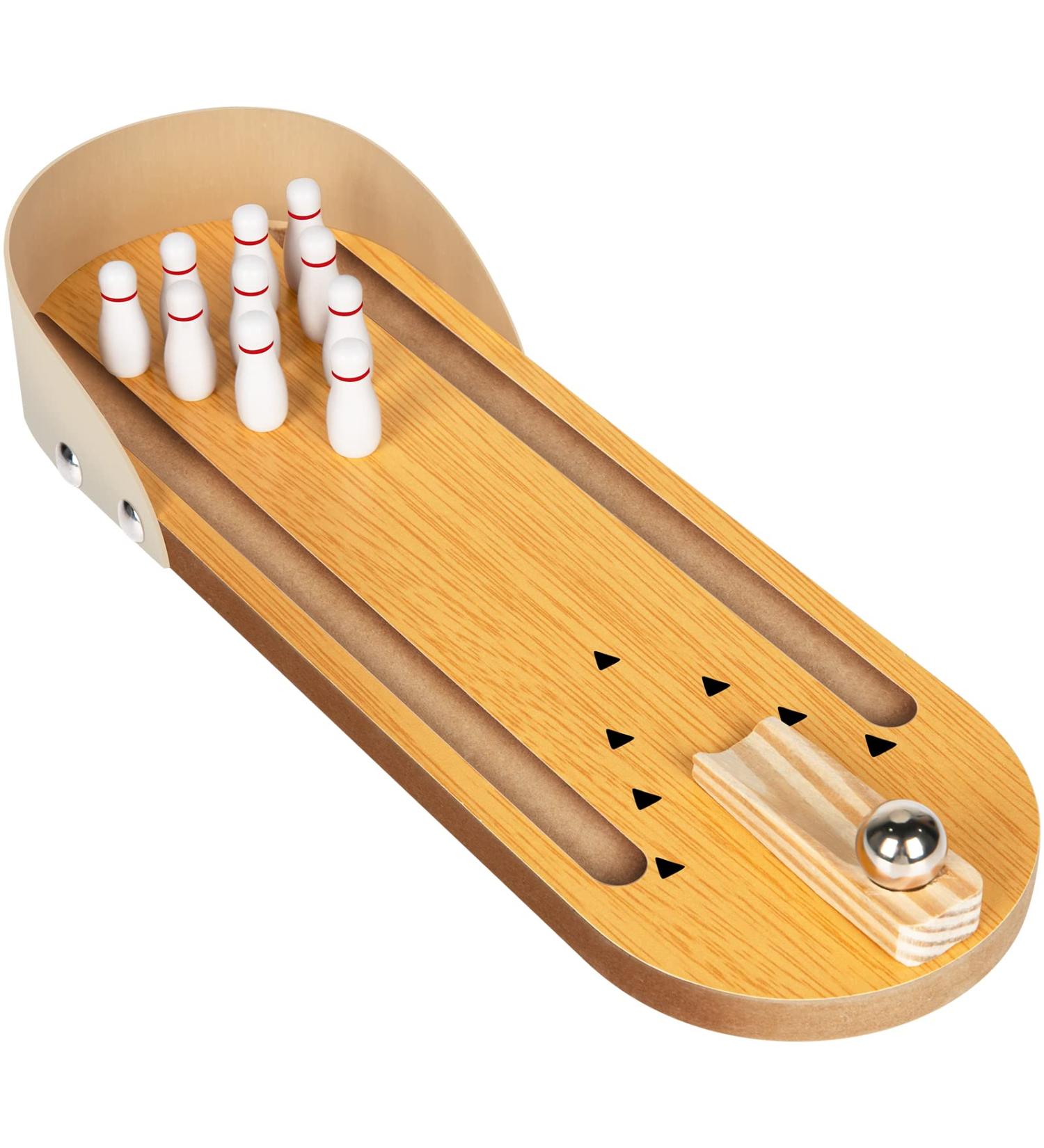 VITTYL Mini Bowling Game Set - Fun White Elephant Gift for Kids & Adults | Desk Stress Reliever | Educational Early Development Toy | Wooden Mini Bowling Ball - Buy Online on GoSupps.com