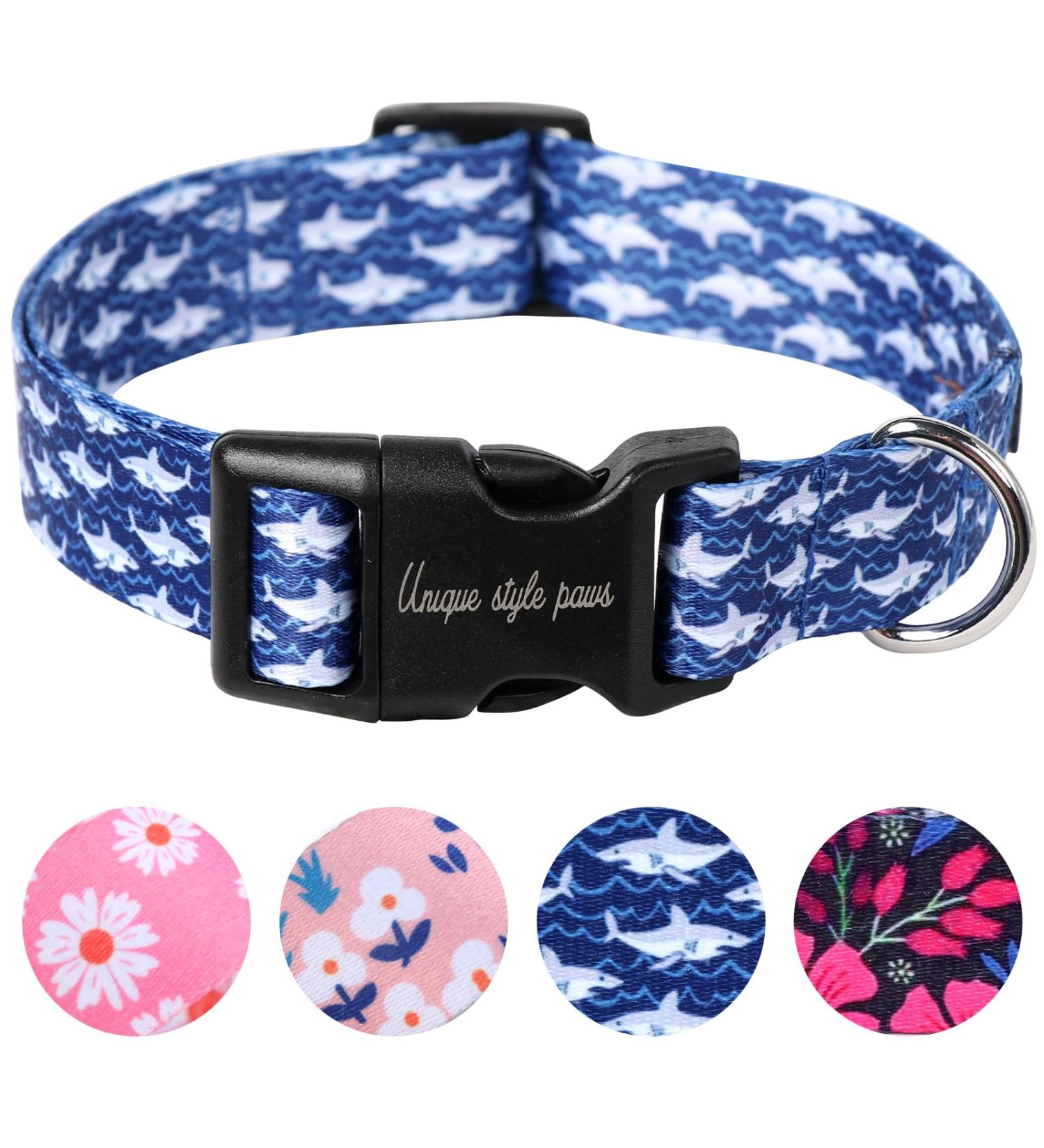Unique Blue Shark Dog Collar - Halison Colle Stylish & Durable for Small Medium & Large Dogs - Buy Online on GoSupps.com