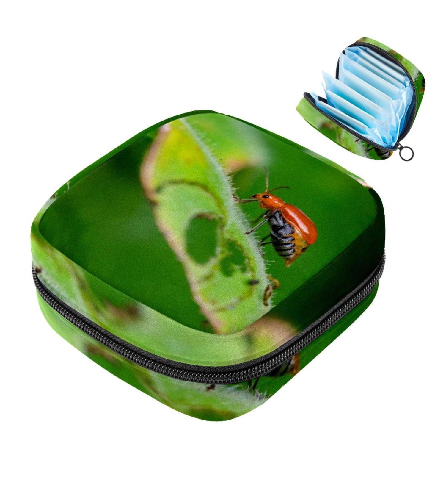 Stylish Insects on Leaf Napkins & Storage Bag - Portable Periodic Tote for Women & Teens | Menstrual Cup & Breastfeeding Insert Holder - Buy Online on GoSupps.com