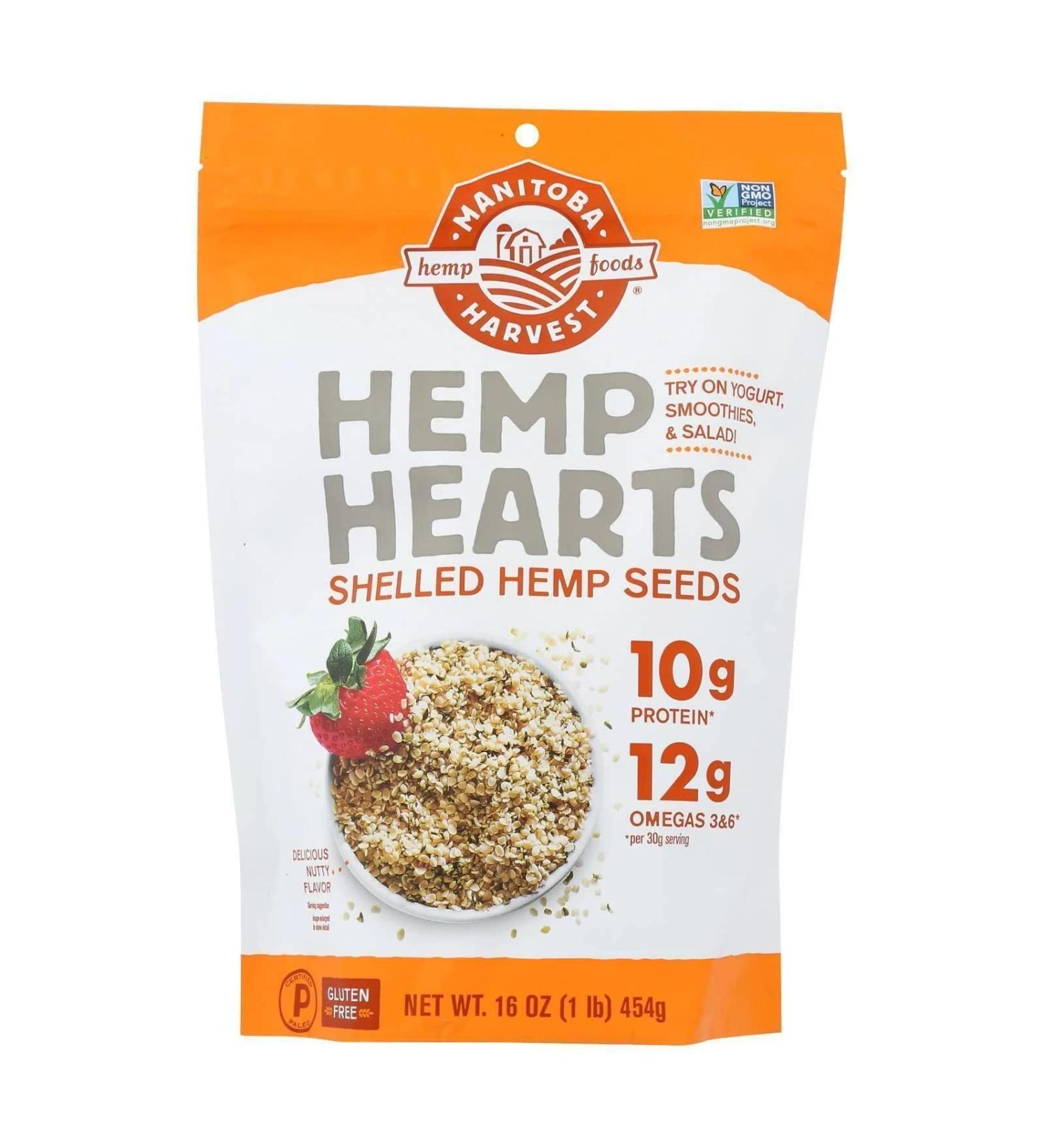Manitoba Harvest Hemp Hearts Raw Shelled Hemp Seeds 1lb - High Protein & Omega Content, Non-GMO, Gluten Free - Buy Online on GoSupps.com