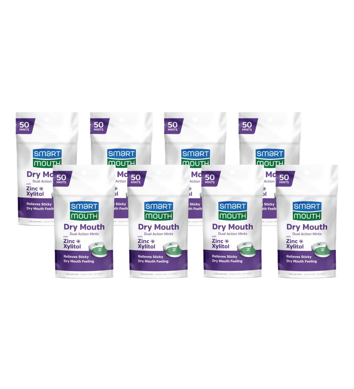Buy SmartMouth Dry Mouth Dual-Action Mints - Sugar-Free Breath Mints 50 Count (8 Pack) - Refreshing Mellow Mint for International Shipping - Buy Online on GoSupps.com