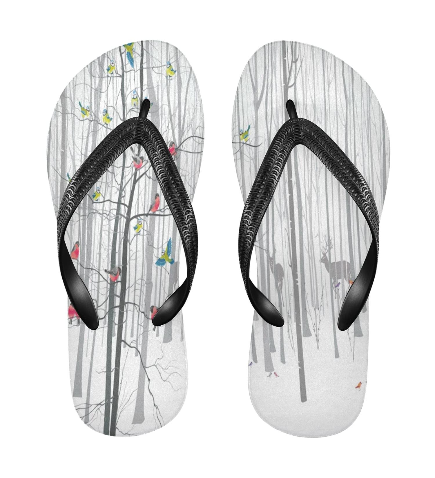 Shop Mnsruu Christmas Tree Forest Bird Flip Flops - Small Multicolor | International Shipping Available - Buy Online on GoSupps.com