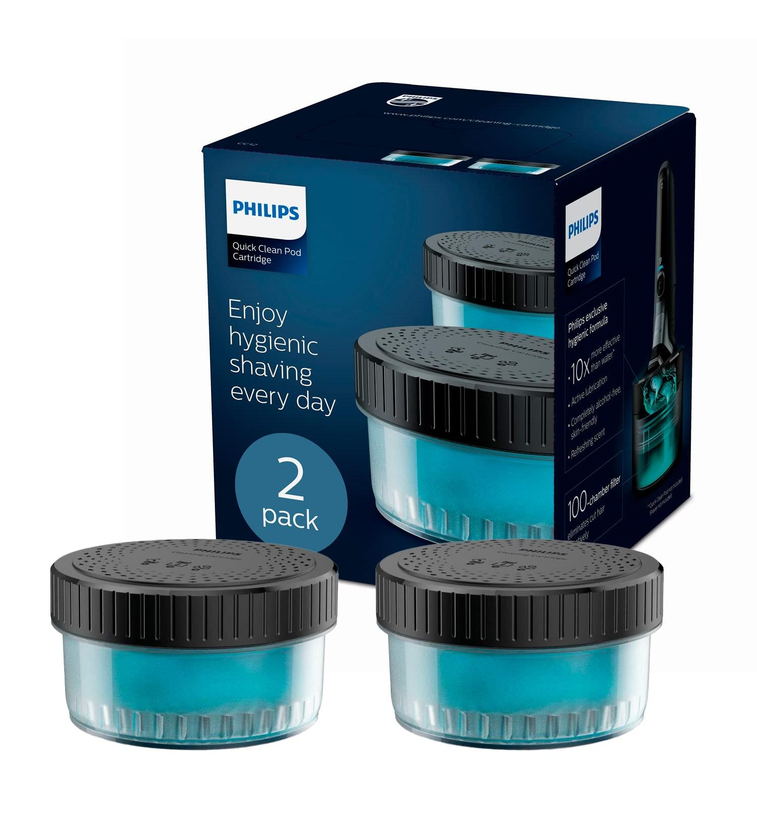 Philips UK Kitchen and Home Quick Clean Pod Replacement Cartridge for Electric Shaver 2-pack Up to 6 mos hygienic shaving Quick Clean Pod compatible CC12/50 504 g 2-Count - Buy Online on GoSupps.com