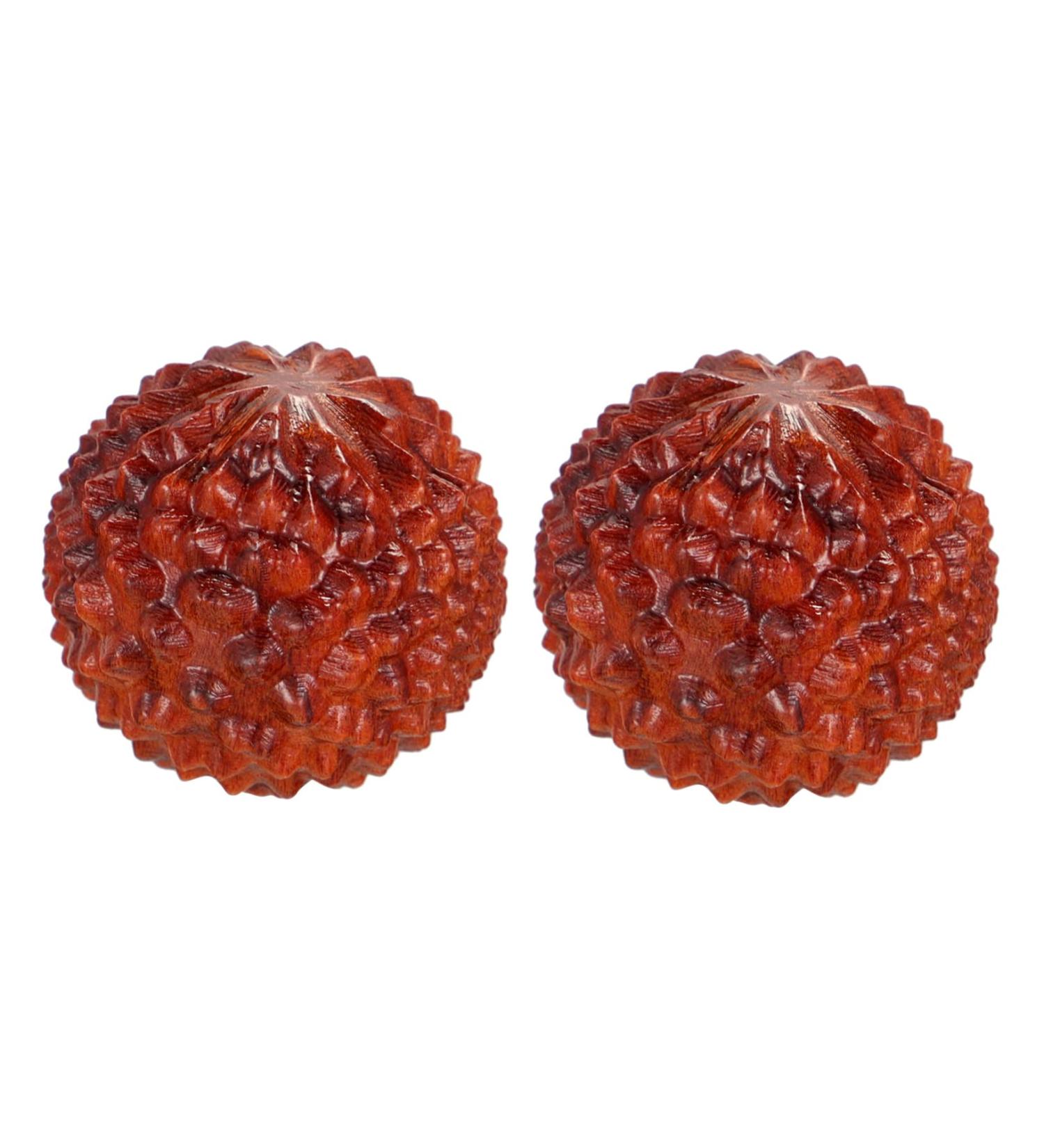 TOVINANNA 2 Piece Hand Carved Wooden Massage Ball Set - Acupressure Decor & Decompression Ornament for Relaxation - Perfect for Home & Office - Buy Online on GoSupps.com
