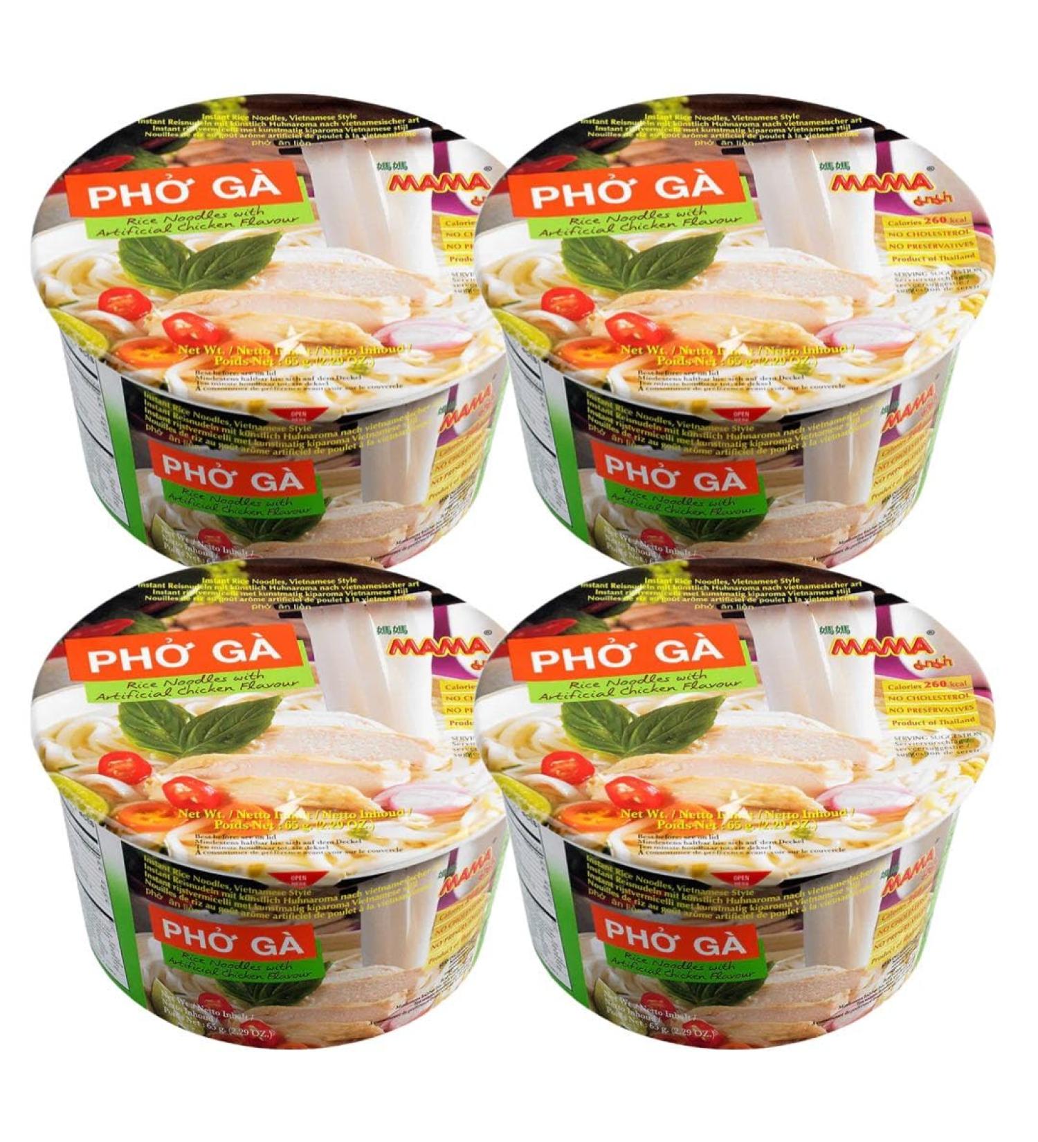 MAMA PHO GA Chicken Flavour Vietnamese Style Instant Rice Noodles Soup Bowl 65g (Pack of 4) - Buy Online on GoSupps.com