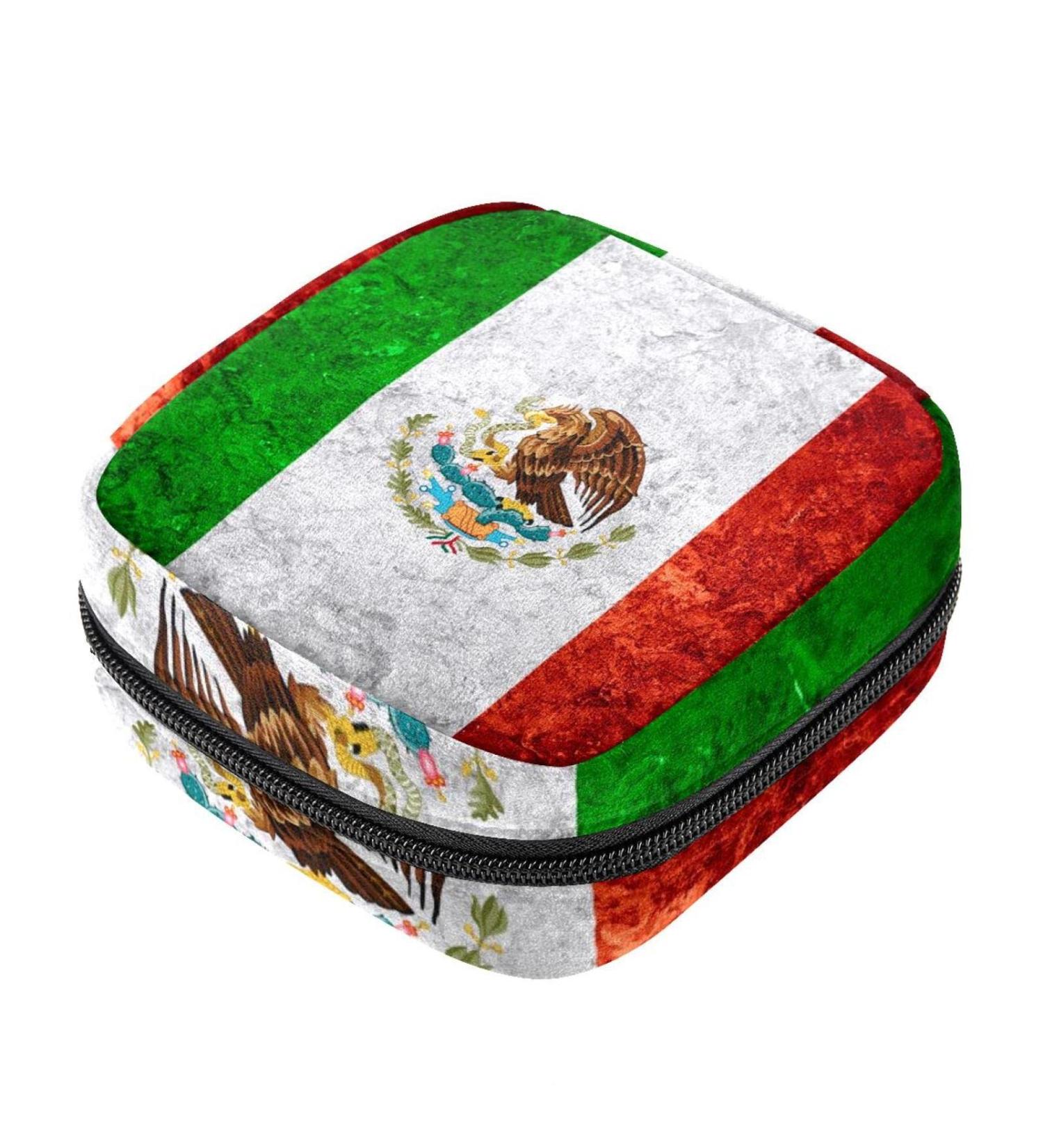 Menstruation Pad Bag with Zipper - Vintage Mexican Design | Women's Tampon & Napkin Collection Bag - Buy Online on GoSupps.com