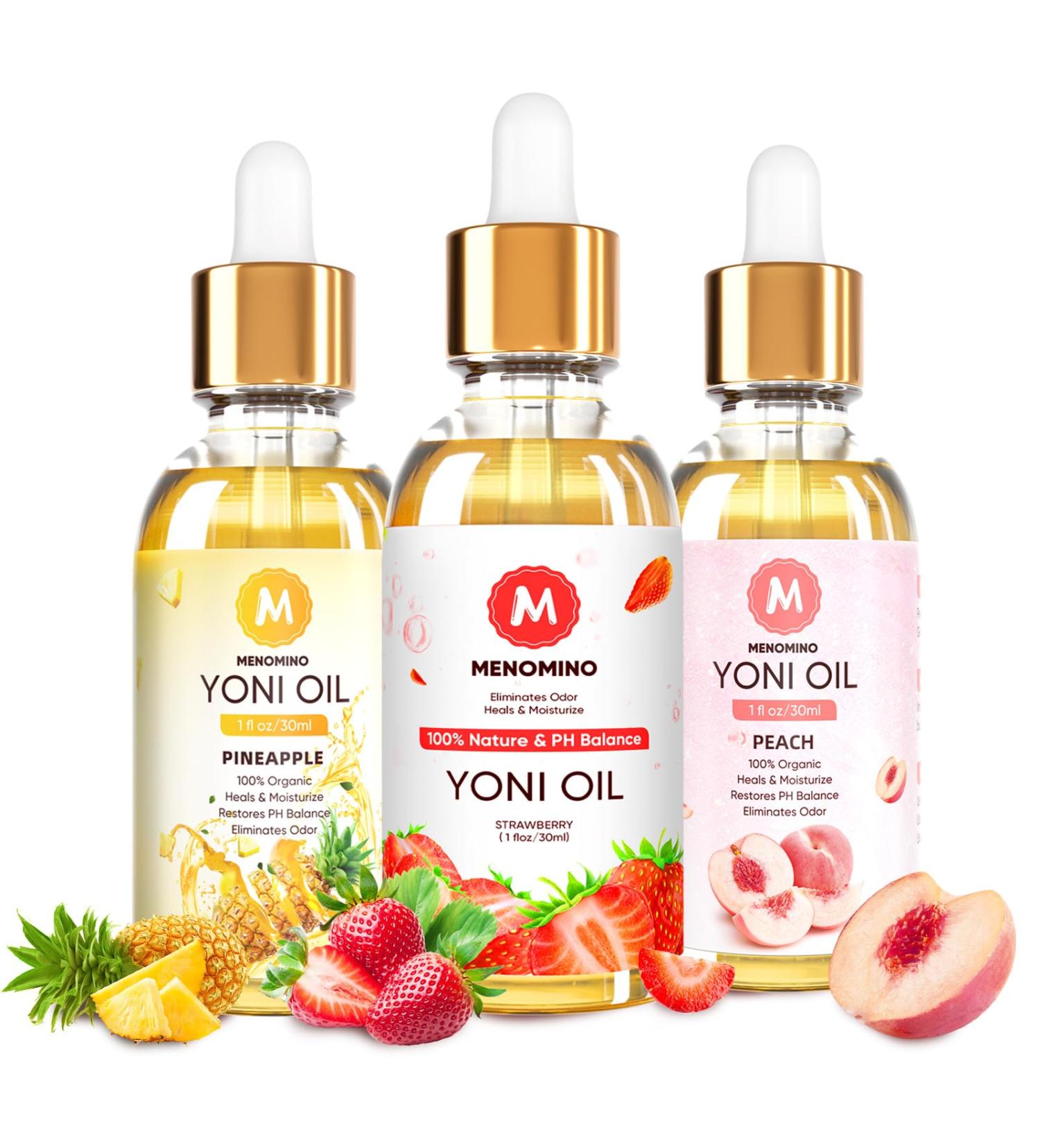 3 Pack Yoni Oil - Feminine Oil for pH Balance Deodorant & Moisturizer | Natural Strawberry Peach & Pineapple Essential Oil - Eliminate Odor | 1 fl oz each - Buy Online on GoSupps.com