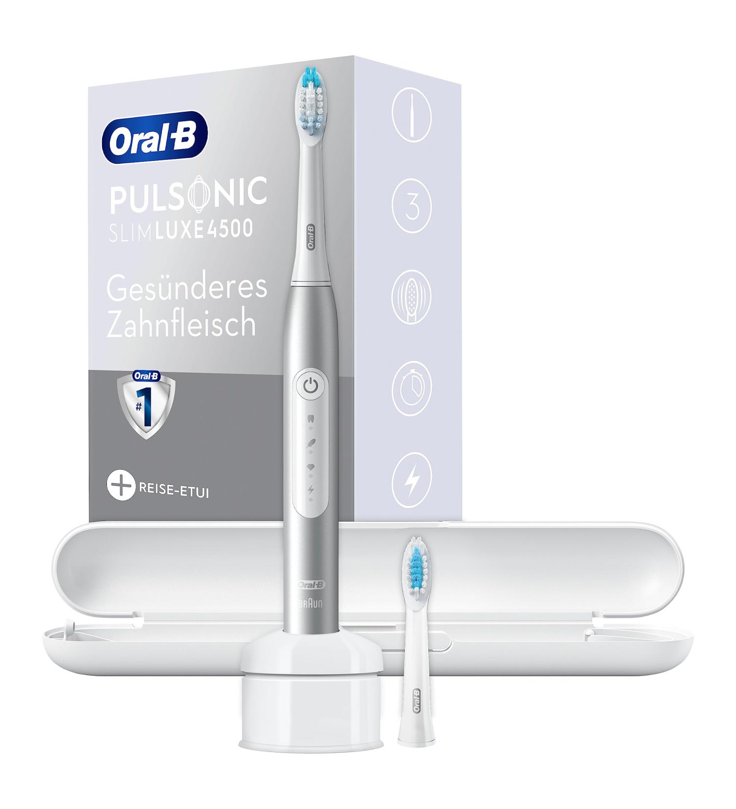Oral-B Pulsonic Slim Luxe 4500 Electric Toothbrush - 3 Cleaning Modes 2 Brush Heads Ideal for Travel & Gift | Dental Care & Healthy Gums - Buy Online on GoSupps.com