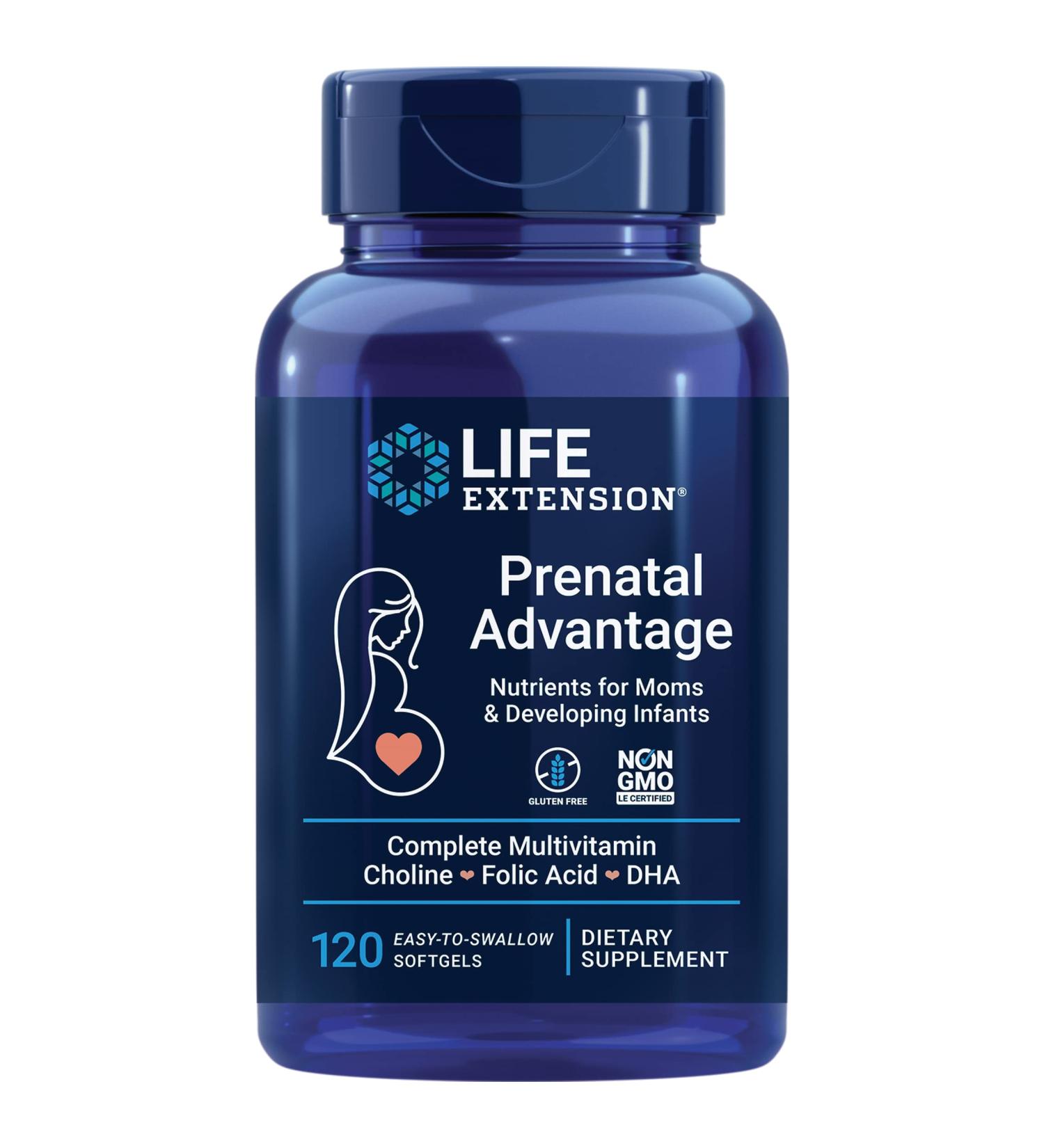 Life Extension Prenatal Advantage - 120 Easy-to-Swallow Softgels for Expecting Mothers - Buy Online on GoSupps.com