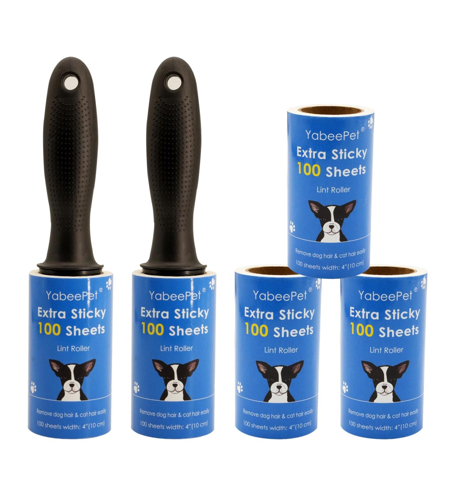 Yabeepet Lint Roll for Animal Hair - 500 Sheets 10 cm Wide - 2 Rolls + 3 Refill Packs - Effective for Clothing & Pet Hair Removal - Buy Online on GoSupps.com