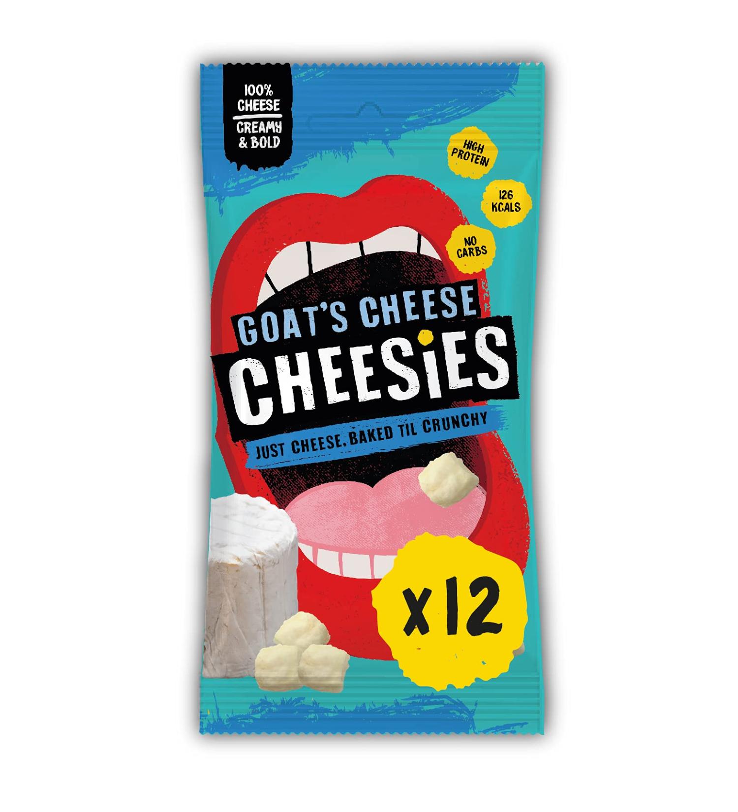 CHEESIES Goat's Cheese Snack | Crunchy Keto Friendly | 100% Cheese | Sugar Free Gluten Free | High Protein Vegetarian | 12 x 20g Bags - Buy Online on GoSupps.com