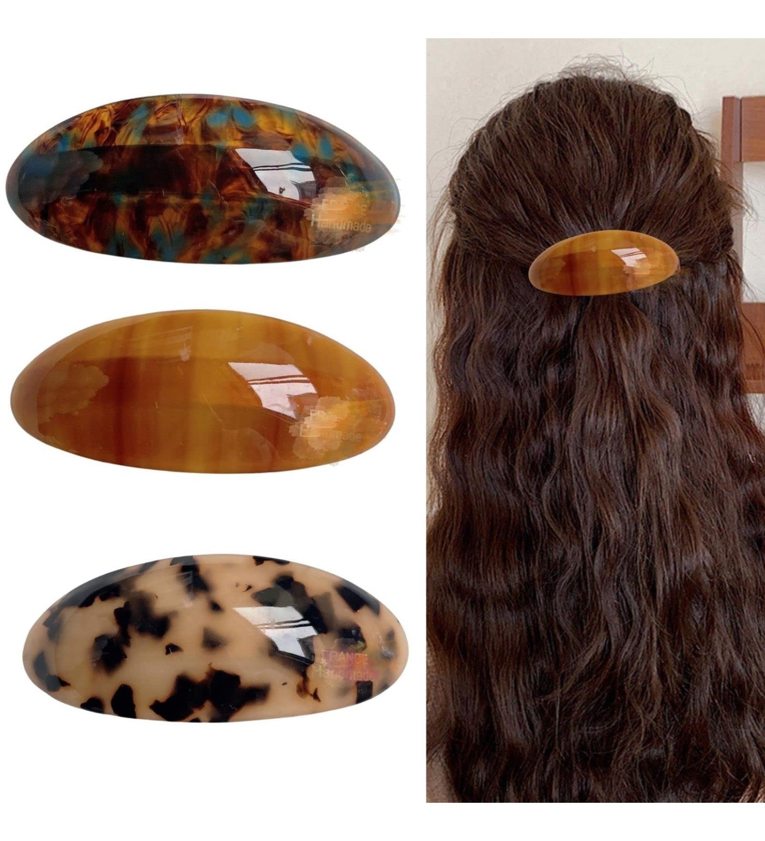 Large Hair Barrette for Women French Acetate Hair Barrette Tortoise Shell Hair Clips Vintage Snap Hair clips Accessories Gifts for Women Girls 1 count (Pack of 3) Style B - Buy Online on GoSupps.com