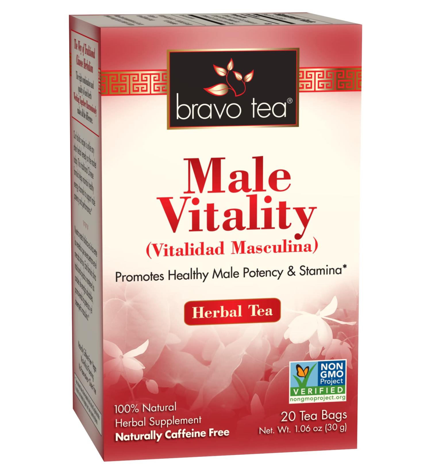 Bravo Tea Male Vitality - Caffeine Free Herbal Tea | 20 Bags for Men's Health - Buy Online on GoSupps.com