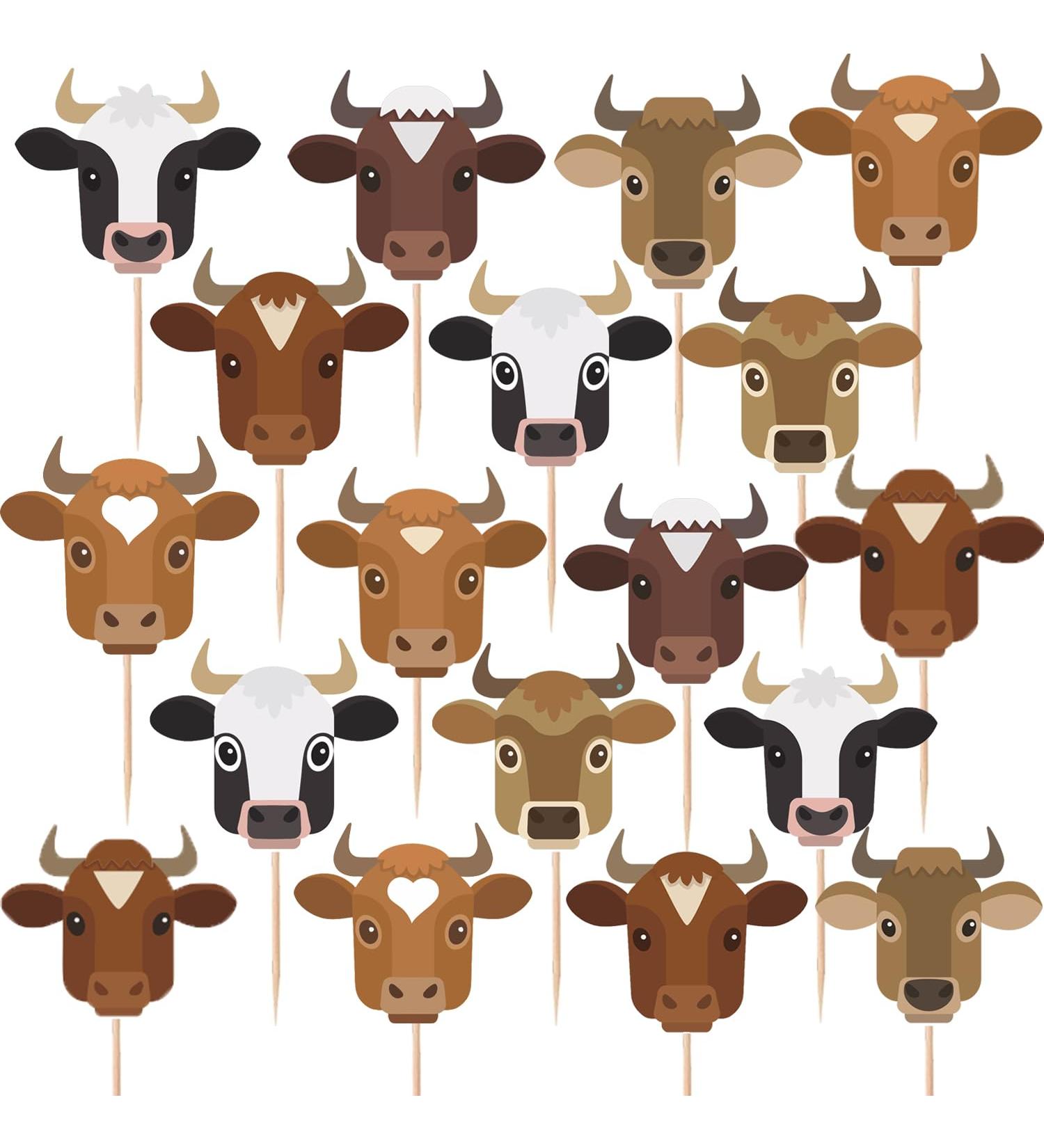 KIWILEPI Dessert Cupcake Toppers Cow Print Farm Birthday Decorations Western Cowboy and Cowgirl Theme 1st Wild West Rodeo Bday Party Supplies Highland Cow Decor Farm Animal Baby Shower Bull Riding Cute Cow 18 18.0 - Buy Online on GoSupps.com