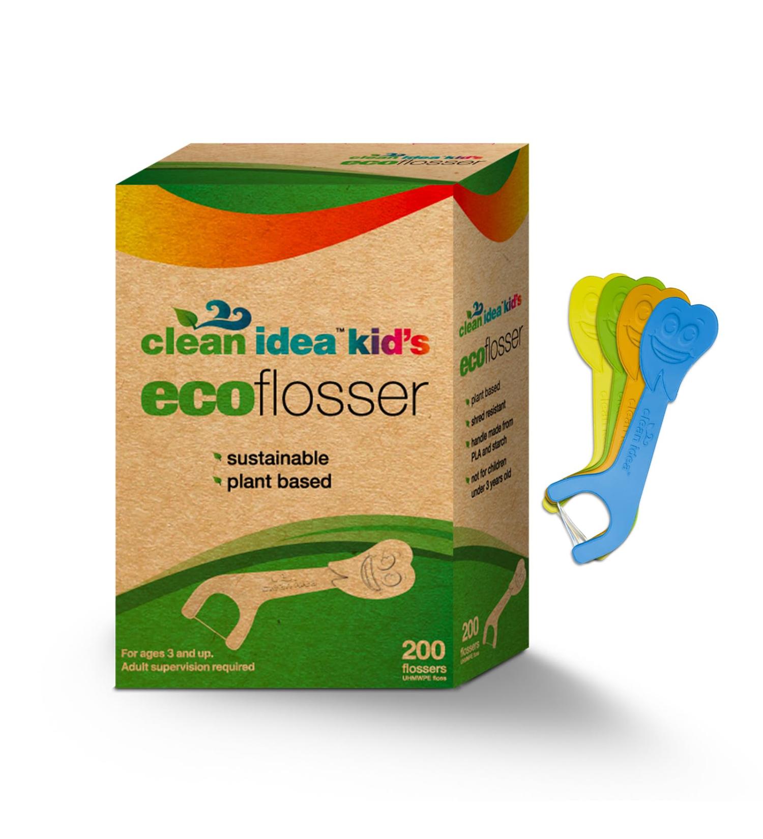 Kids EcoFlosser Picks - 200 Count | Eco-Friendly Dental Flossers for Kids & Toddlers - Easy Teeth Cleaning - Buy Online on GoSupps.com