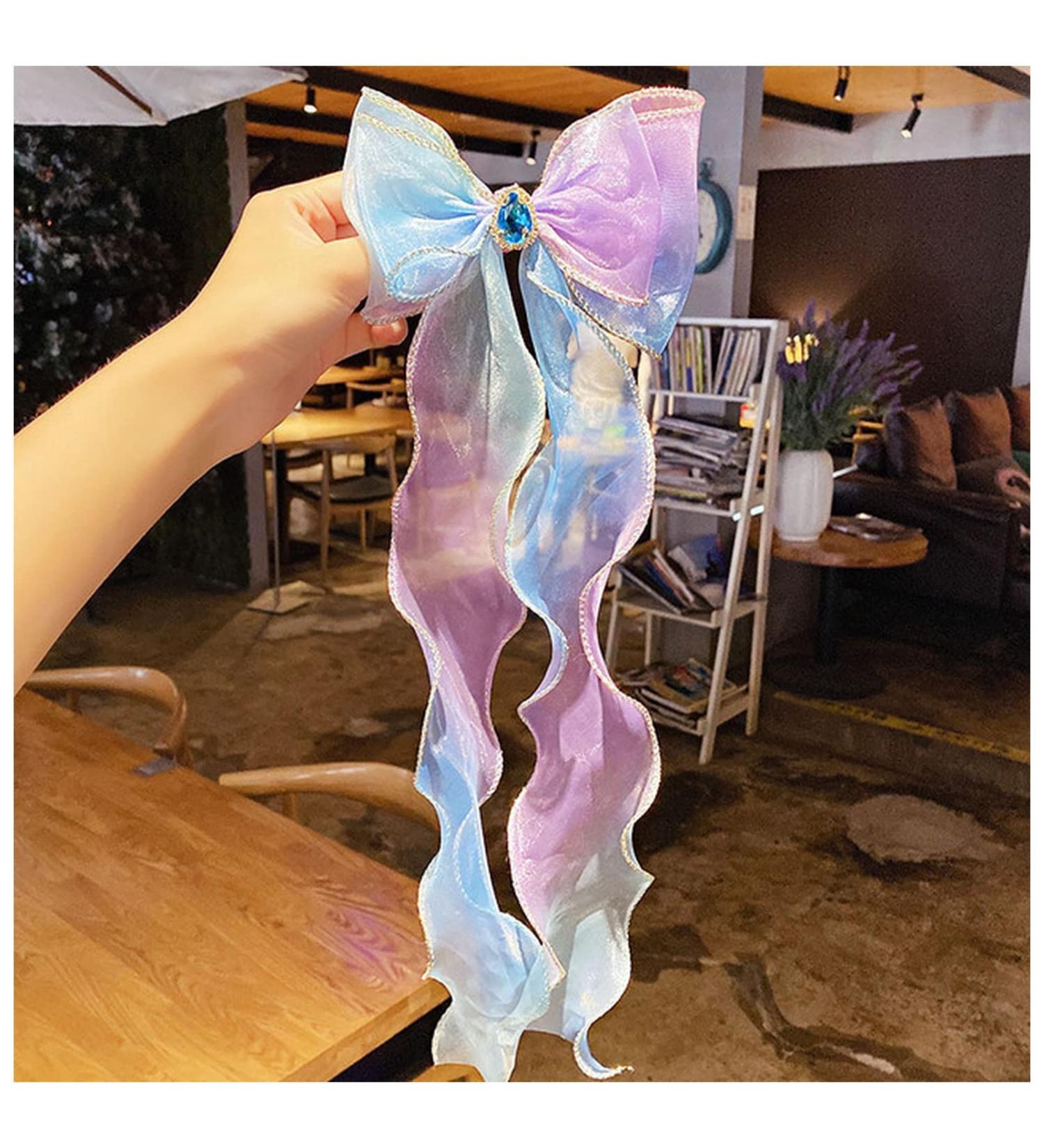 Hair Clips Cute colorful chiffon bow ribbon hairpin sweet hair accessories headband hairpin Blue Hair Clips (Size : 10) - Buy Online on GoSupps.com