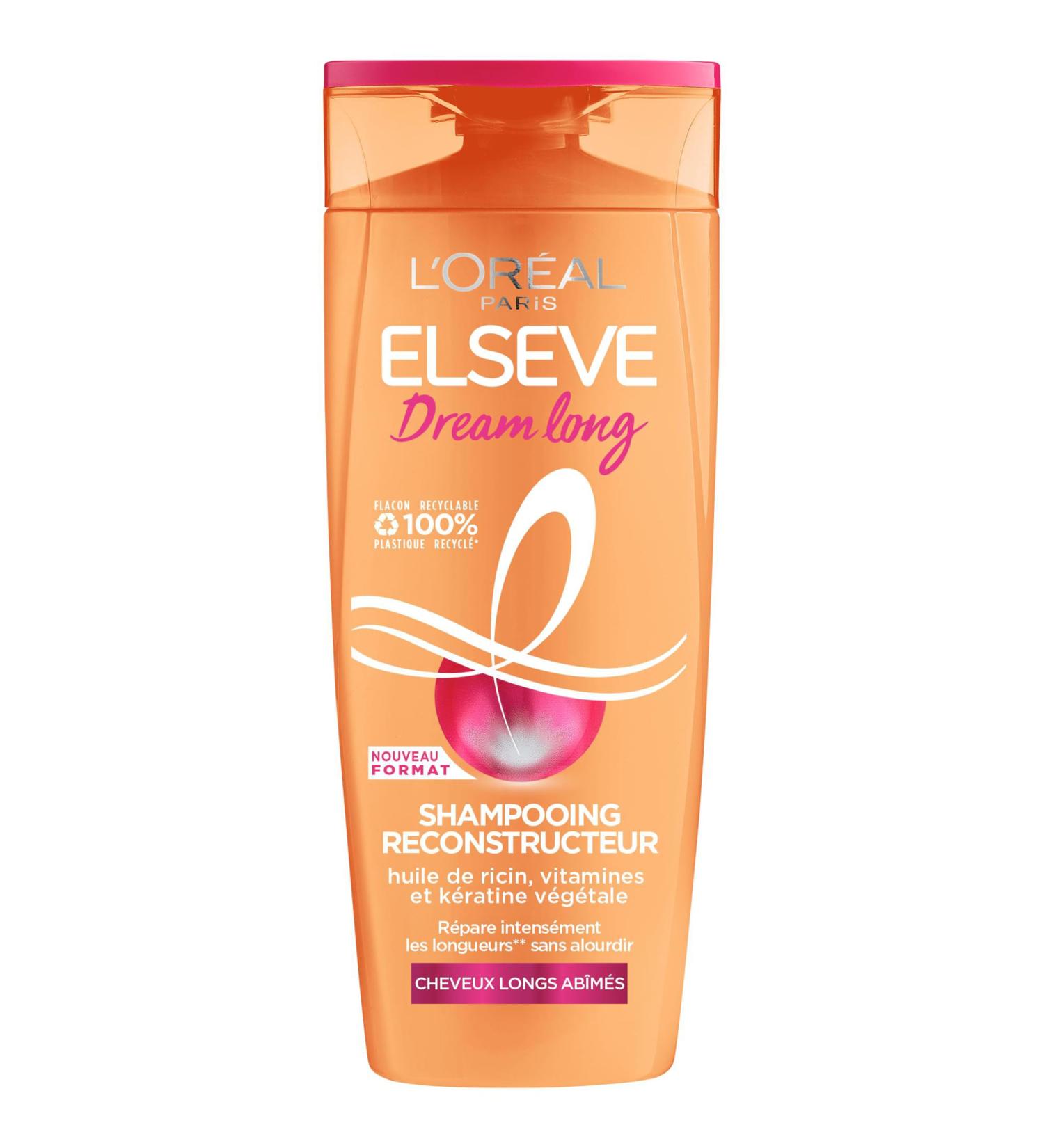 L'Or al Paris - Reconstructive Shampoo for Long Hair - Repaired Lengths - Enriched with Vegetable Keratin + Vitamins + Castor Oil - Elseve Dream Long - 300 ml - Buy Online on GoSupps.com