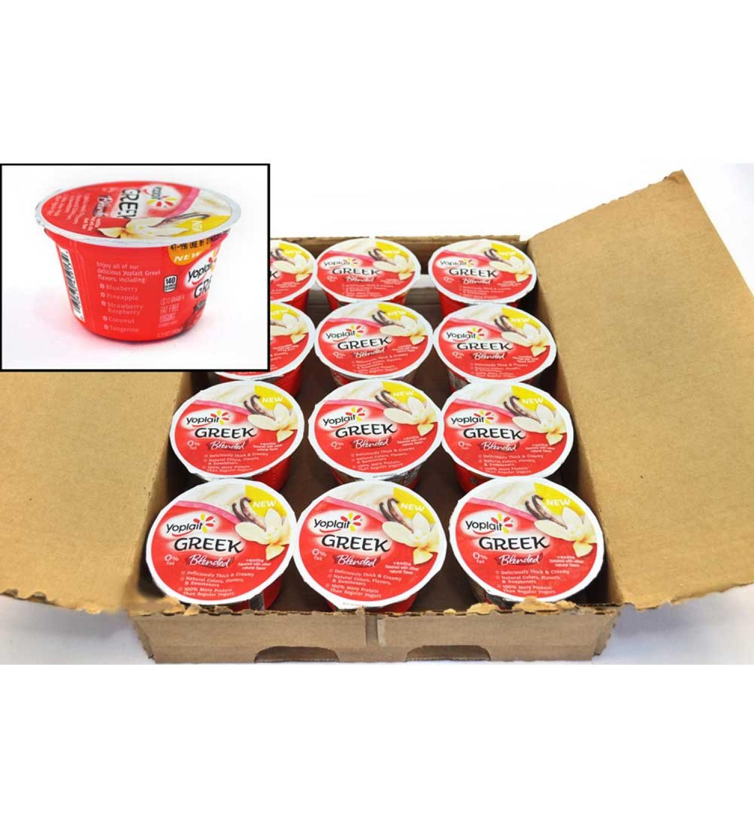 Yoplait Greek Blended Vanilla Yogurt, 5.3 Ounce -- 12 per case.