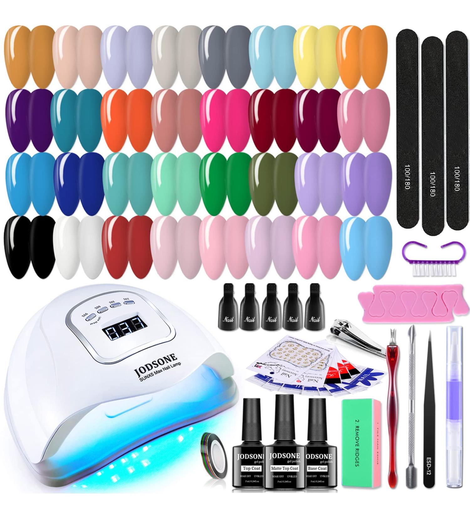 JODSONE 32 Colors Gel Nail Polish Kit with UV Light | Soak Off Gel Polish Set with Manicure Tools | Nail Art DIY at Home and Salon - Buy Online on GoSupps.com