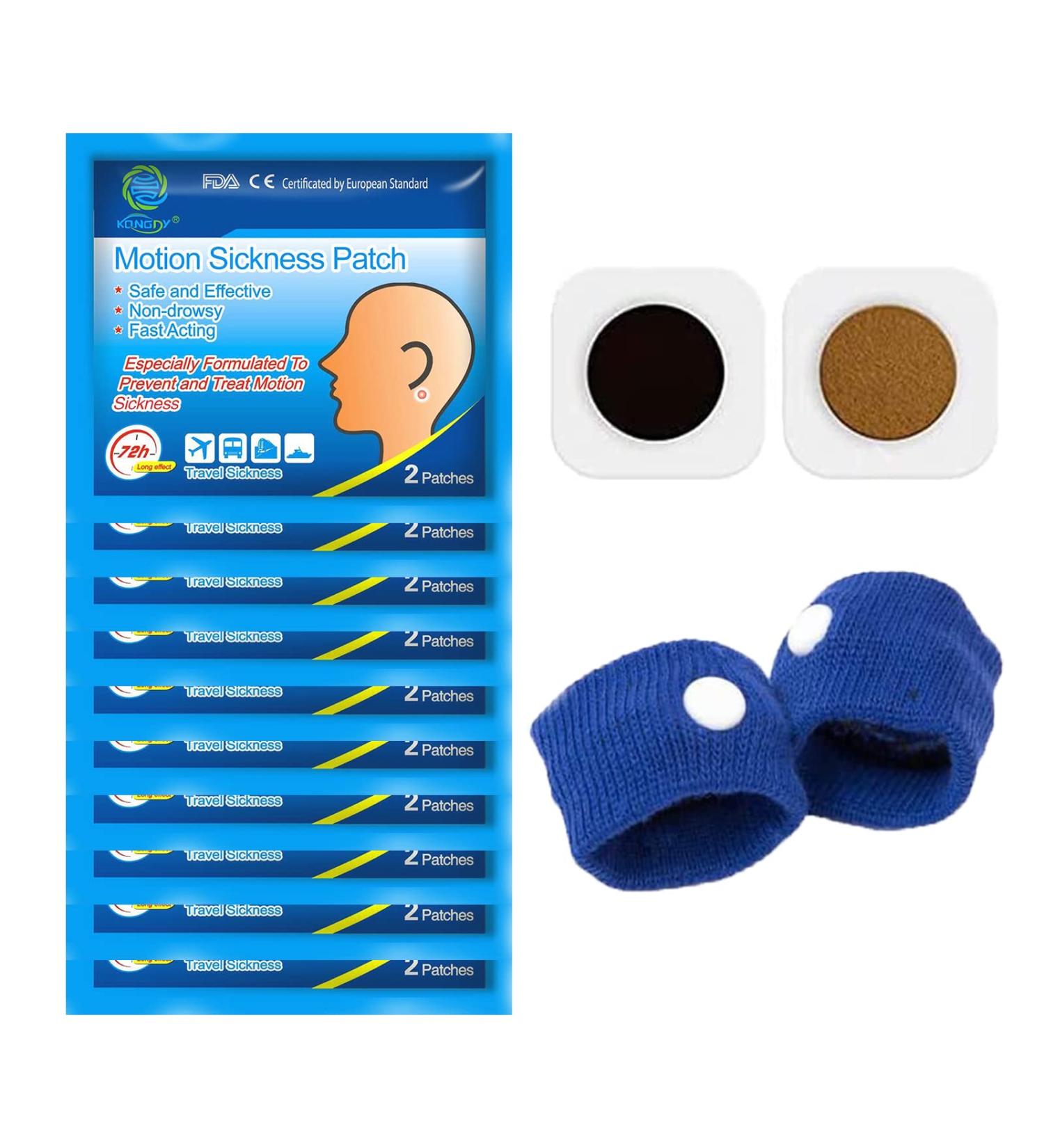 KONGDY 20 Motion Sickness Patches + Anti-Nausea Bands for Cruise | Seasick Relief Patch | 72 Hours Efficiency - Buy Online on GoSupps.com