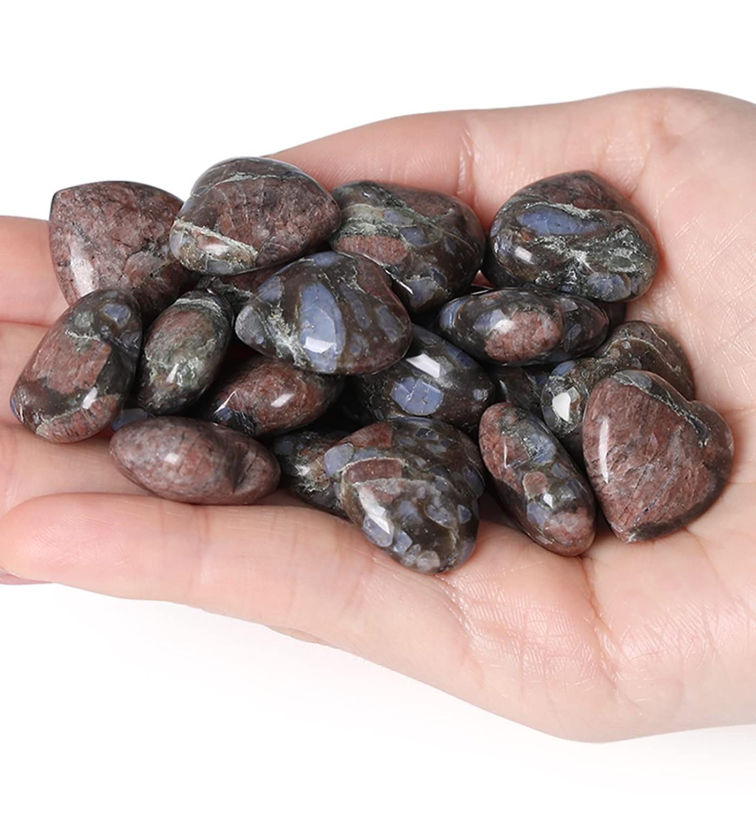 XIANNVXI 10 PC Labradorite Heart Stones Set | Healing Crystal Gemstones | Polished Natural Lucky Stones for Love - Buy Online on GoSupps.com