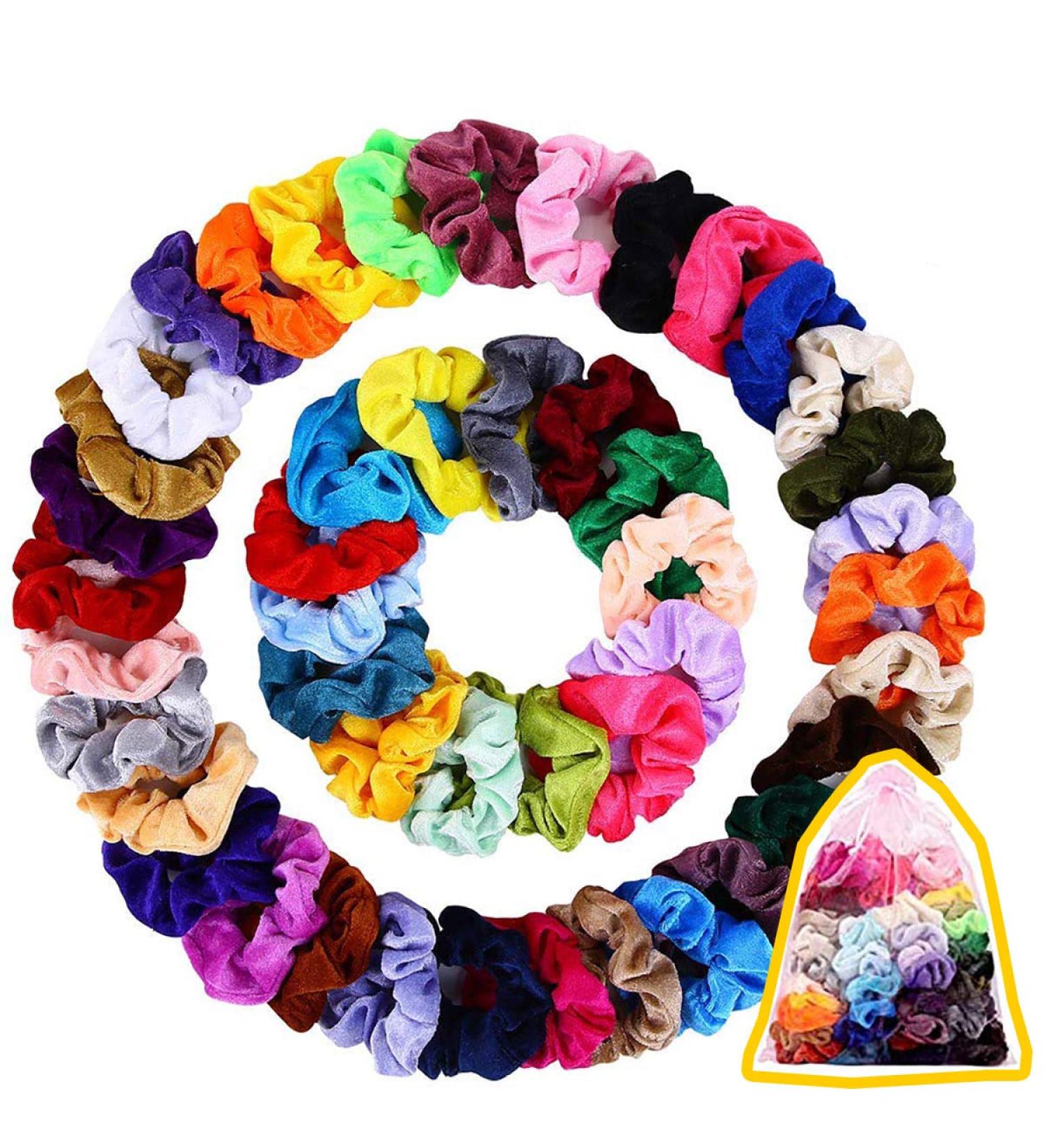 45 Colorful Elastic Hair Ties - Rubber Bands & Scrunchies for Girls & Women - Perfect Ponytail Accessories - Buy Online on GoSupps.com