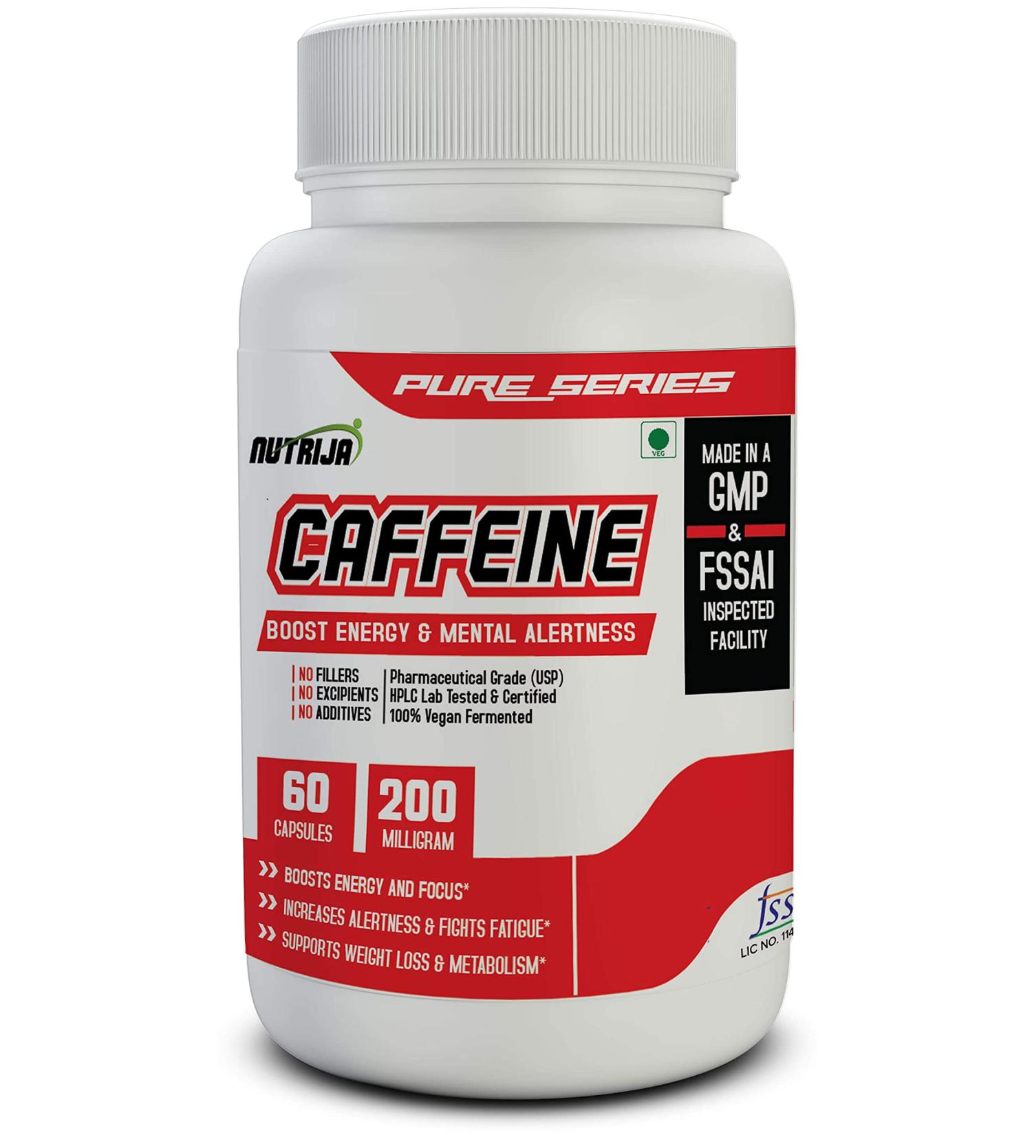Caffeine 200mg Capsules - 60 Count | Boost Energy & Enhance Mental Focus | High-Purity Formula - Buy Online on GoSupps.com
