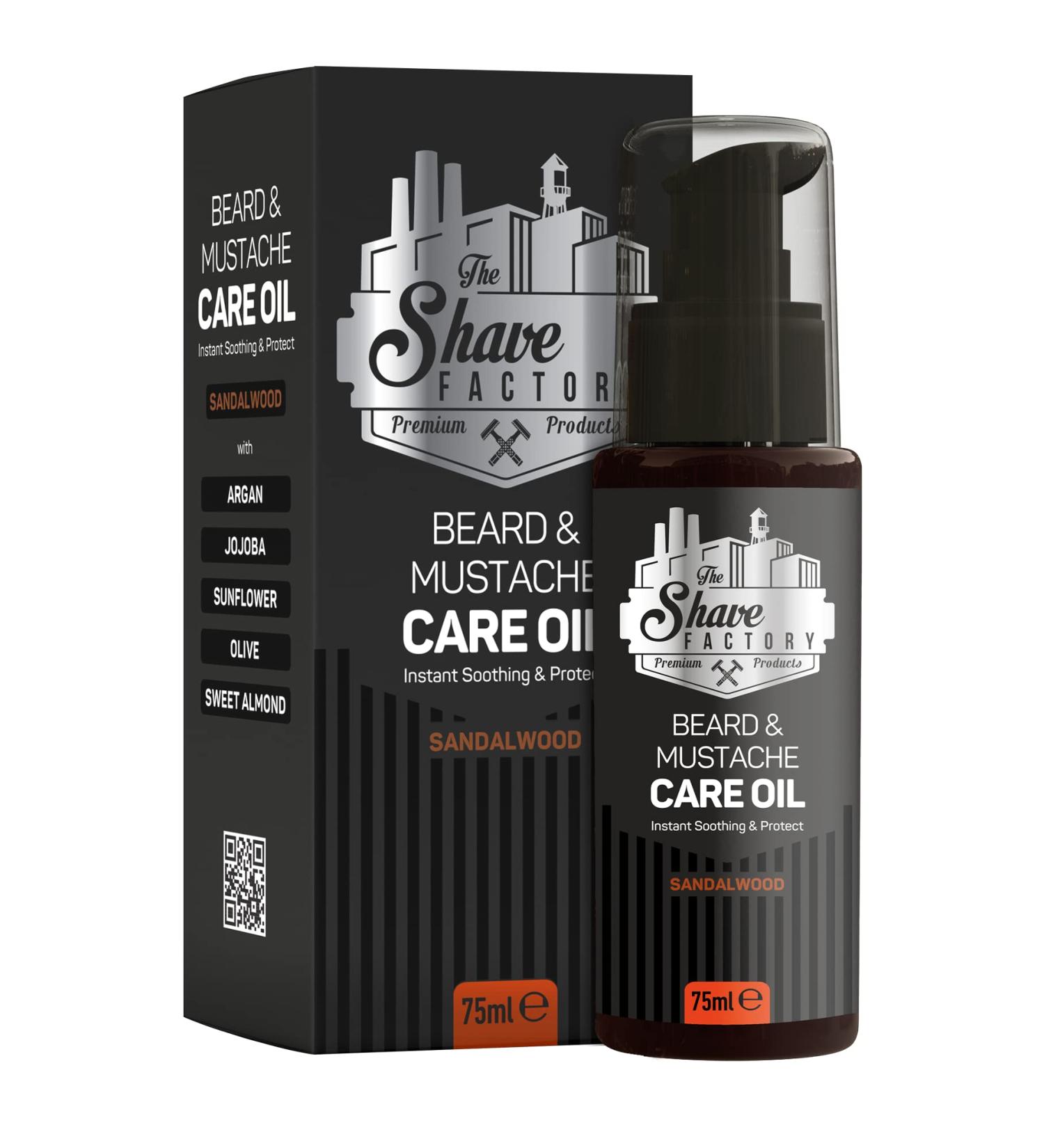 Shave Factory Beard & Mustache Care Oil - Sandalwood | Premium Grooming for Professionals | 75ml - Buy Online on GoSupps.com