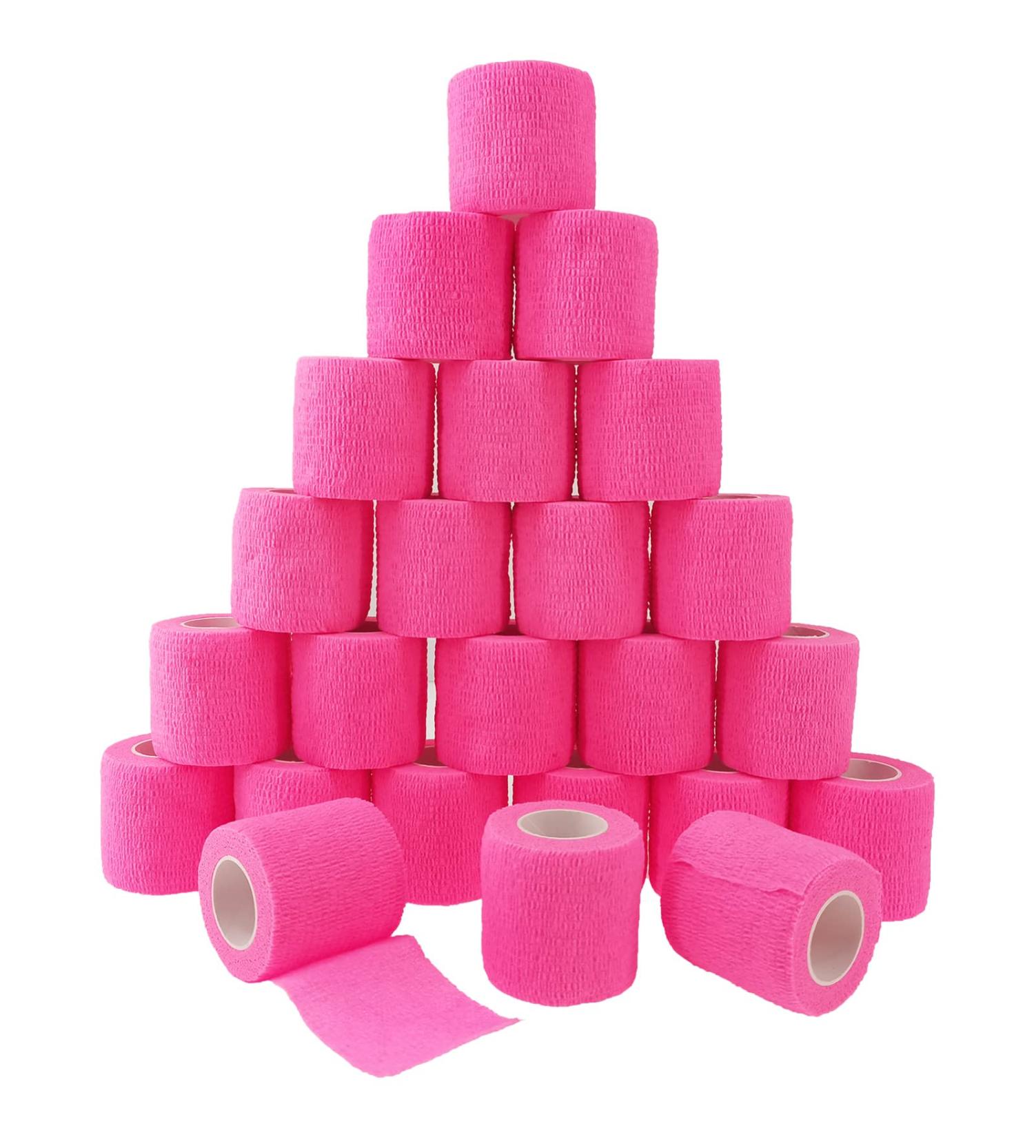 24 Pack Pink Self Adherent Cohesive Bandage Wrap 2x5 Yards - Stretch Vet Wrap for Dogs & Sports Injuries - Buy Online on GoSupps.com