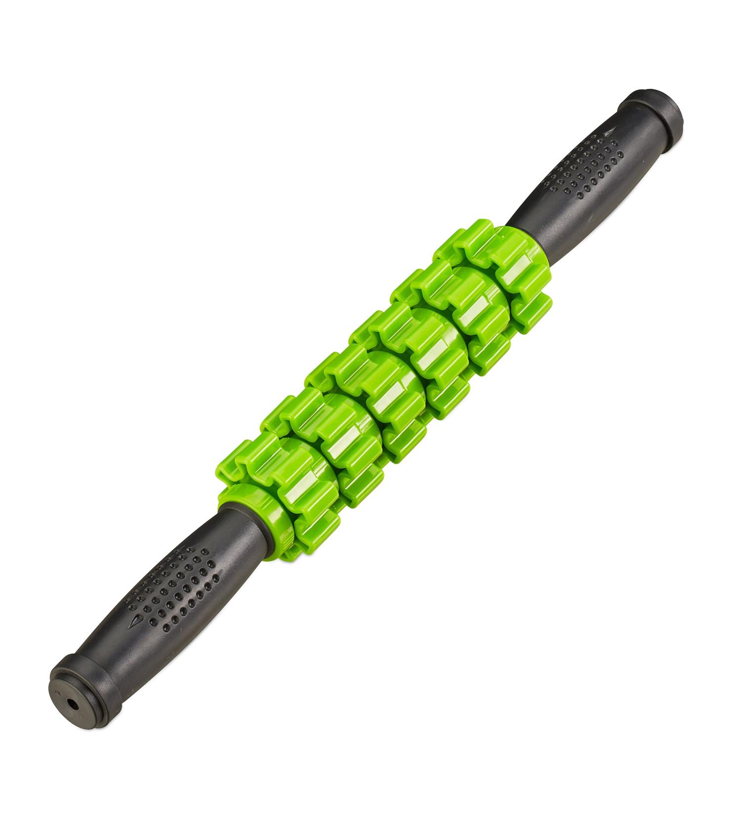 Relaxdays Massage Roller with Handle Trigger Point Self-Massage for Neck Back & Legs | Muscle Fascia Roller in Black-Green - Buy Online on GoSupps.com
