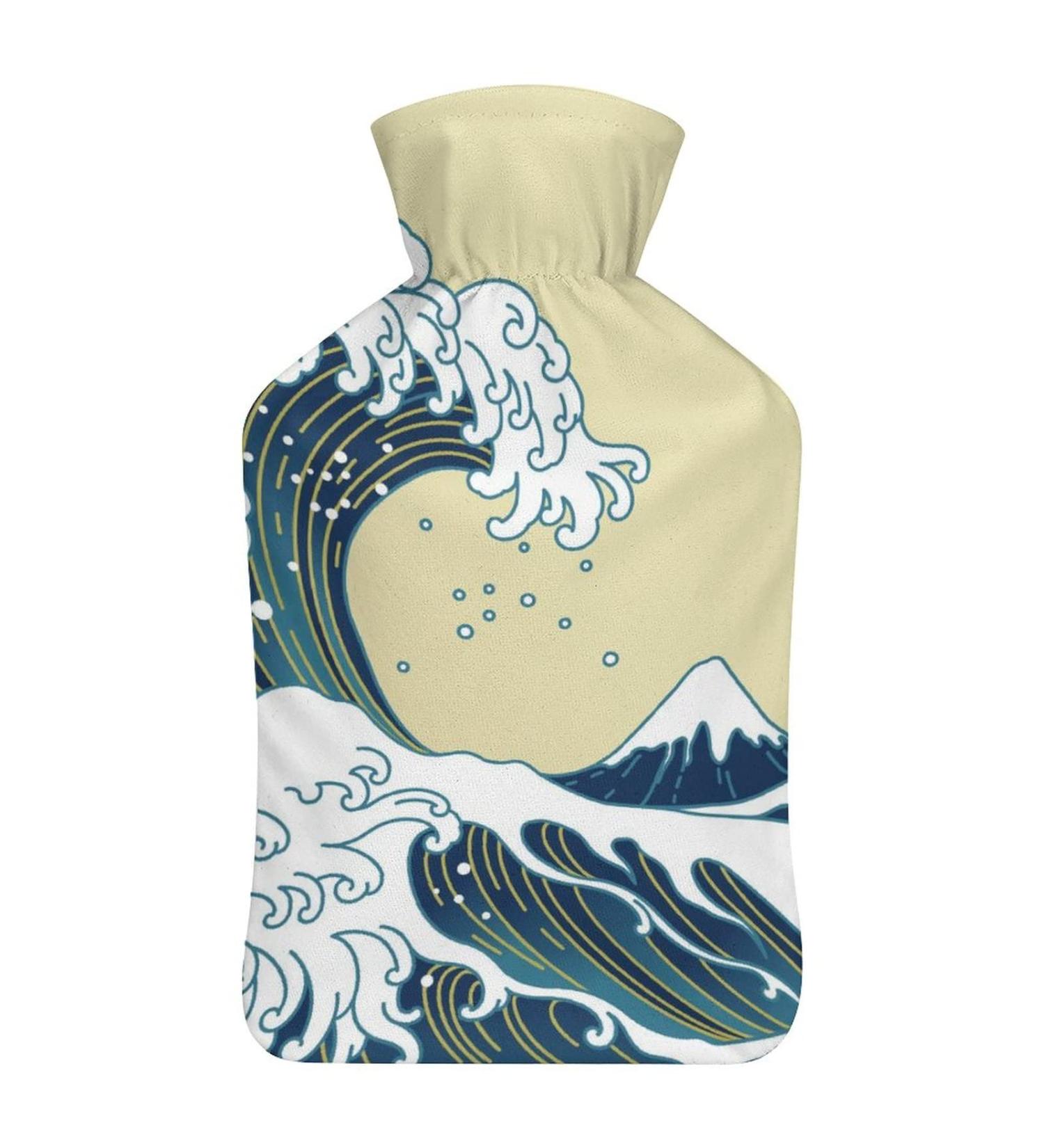Retro Wave Hot Water Bottle with Plush Cover - Hand Warmer for Adults & Kids | 26.5x15.3cm - International Shipping Available - Buy Online on GoSupps.com