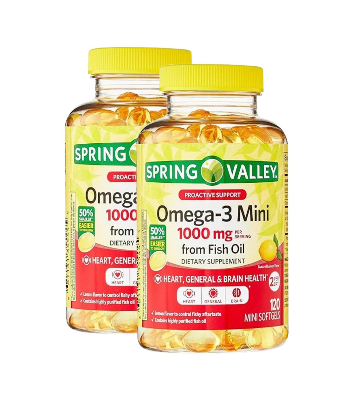 Omega 3 Mini 1000mg from Fish Oil 120 Softgels Lemon Flavor Fish Oil Omega 3 Supplements with EPA DHA Fatty Acid Supplement Easy to Swallow (Pack of 2) 120 Count (Pack of 2) - Buy Online on GoSupps.com