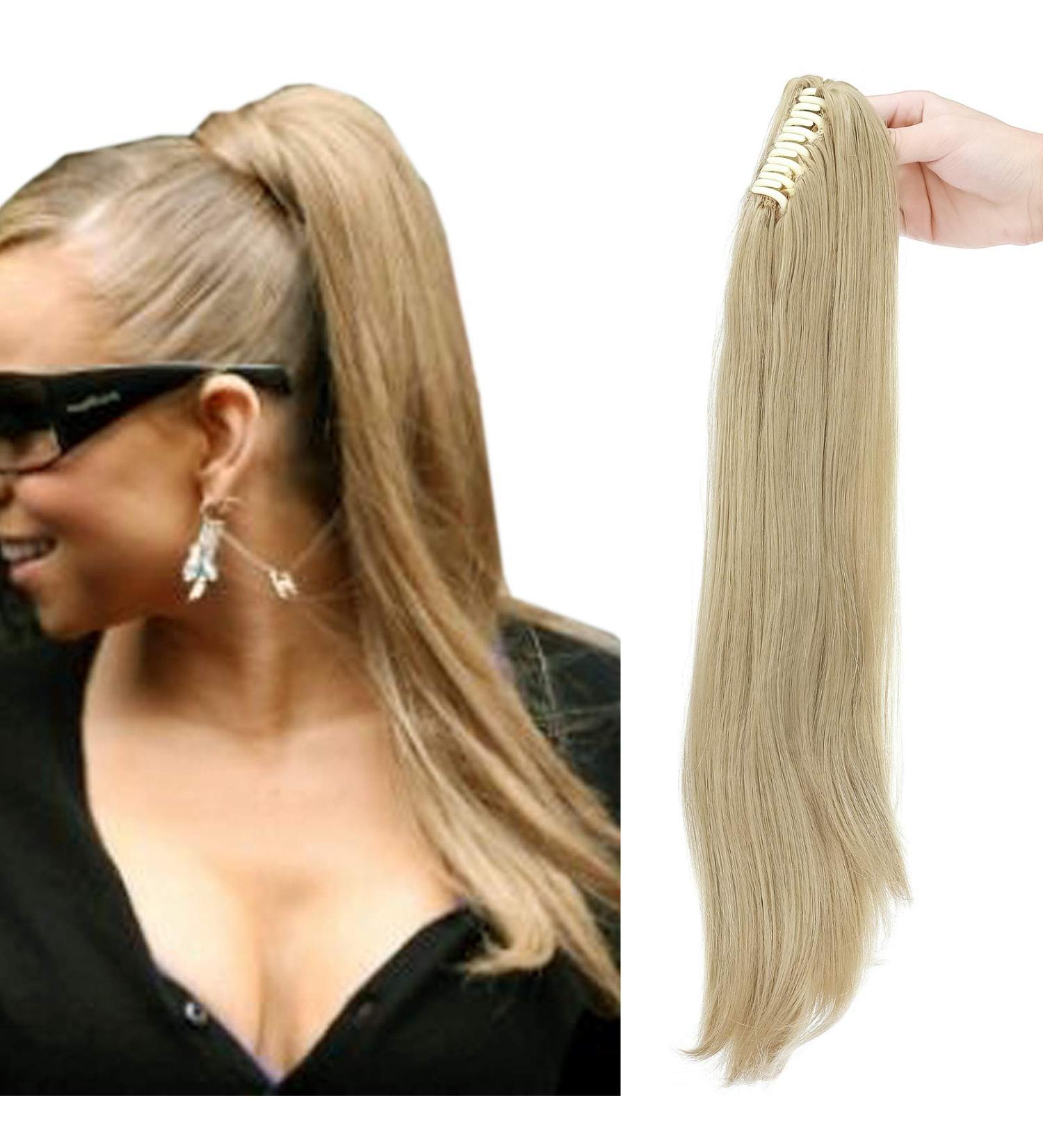 Ponytail Extension & Braid Clip - Heat-Resistant 22 Ash Blonde Micro-Wavy Hair - Realistic Hair Parts - Buy Online on GoSupps.com