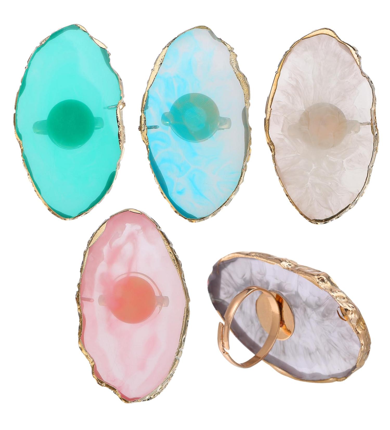 5pcs Nail Art Ring Palette - Salon-Quality Nail Gel & Polish Mixing Tray for Perfect Nail Art | Healeved - Buy Online on GoSupps.com