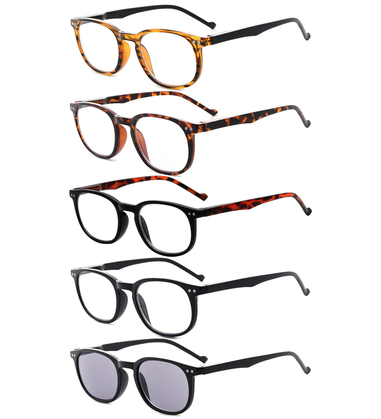 Eyekepper 5-Pack Reading Glasses with Spring Hinges & Sun Readers - +2.25 Diopter Mix - Buy Online on GoSupps.com