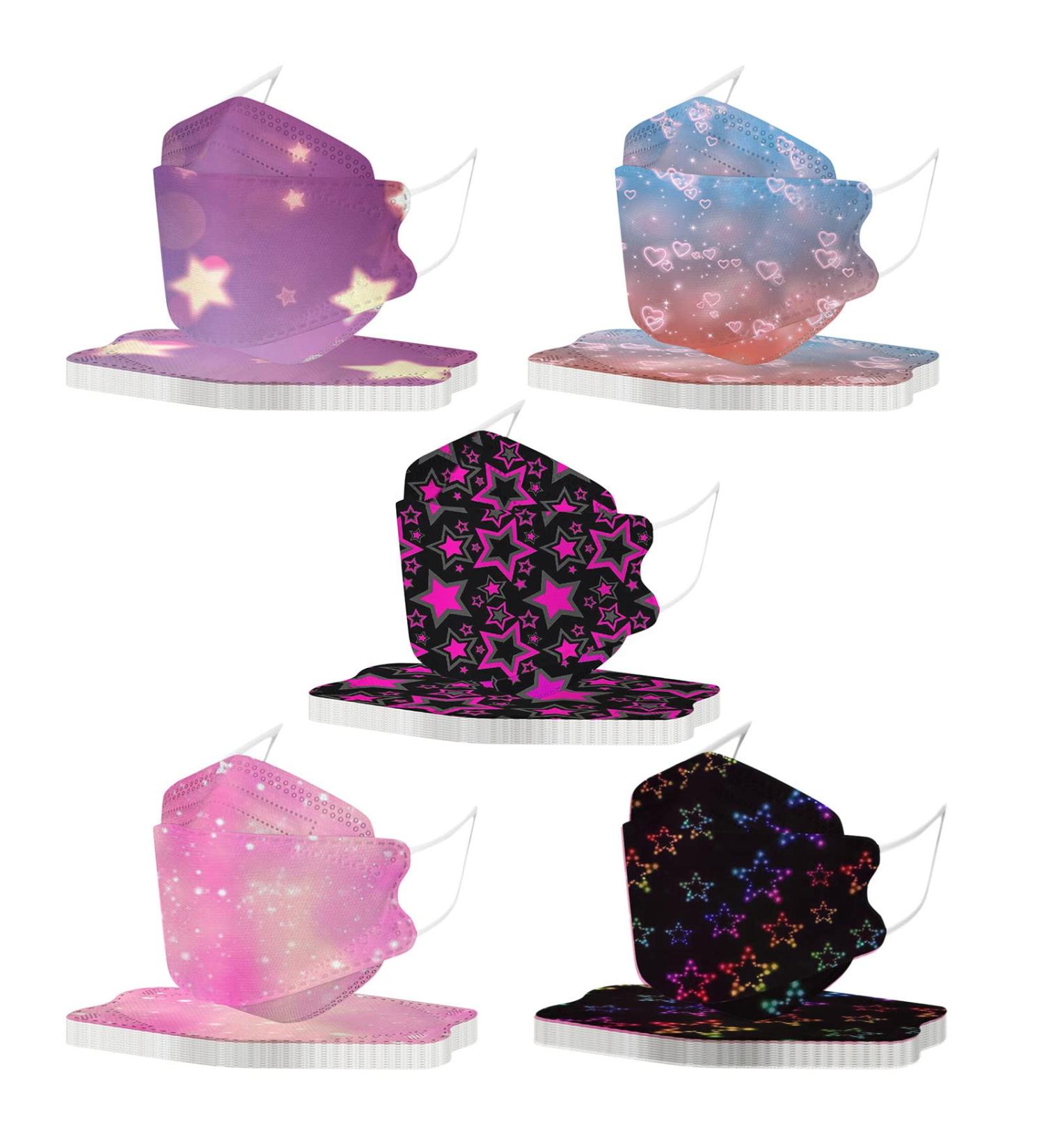 SDFRK Children s Disposable 4-Layer Mouth Protection Masks Colorful Star Design Breathable & Comfortable Ideal for School Days 10/50 Pieces - Buy Online on GoSupps.com