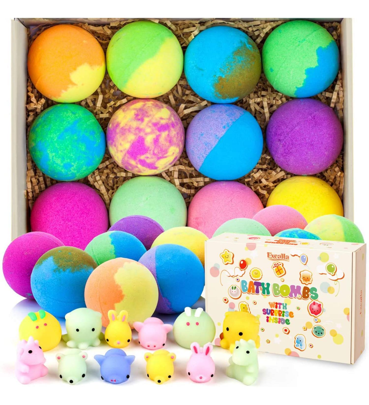 Kids Bath Bombs with Surprise Toys - Vegan Essential Oil Fizzies for Boys and Girls - Moisturizing Spa Kit - Handmade 12 Set - Buy Online on GoSupps.com