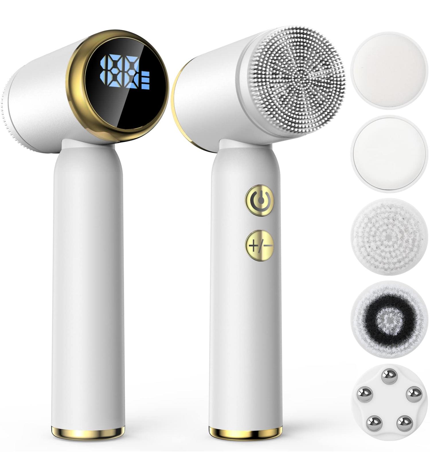 NewWay Rechargeable Facial Cleansing Brush | IPX6 Waterproof | 6 Brush Heads | Rotation Face Scrubber | Exfoliating Deep Cleaning Tool - Buy Online on GoSupps.com