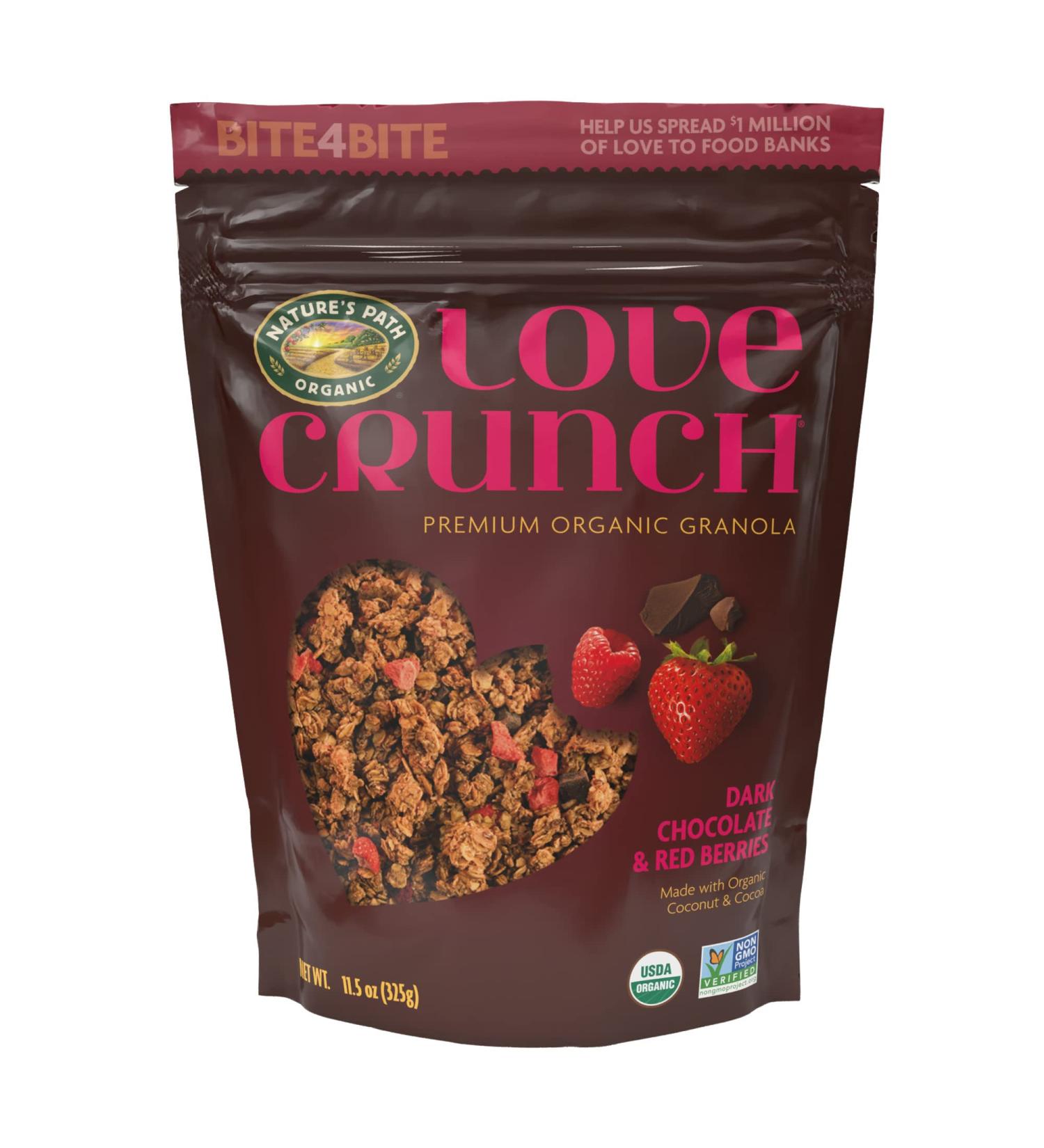 Nature's Path Love Crunch Organic Dark Chocolate & Red Berries Granola 11.5 oz | Non-GMO & Fair Trade Certified - Buy Online on GoSupps.com