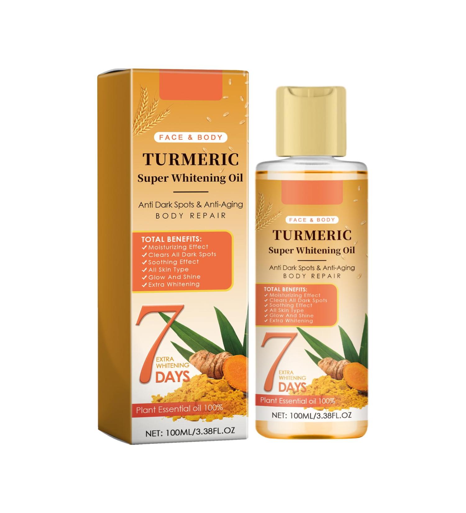 Boxiatil Click to see full view Turmeric Oil - Intense Whitening Oil with Turmeric Serum for Luminous Skin Essential for Skin Care To Lighten Dark Skin - Buy Online on GoSupps.com