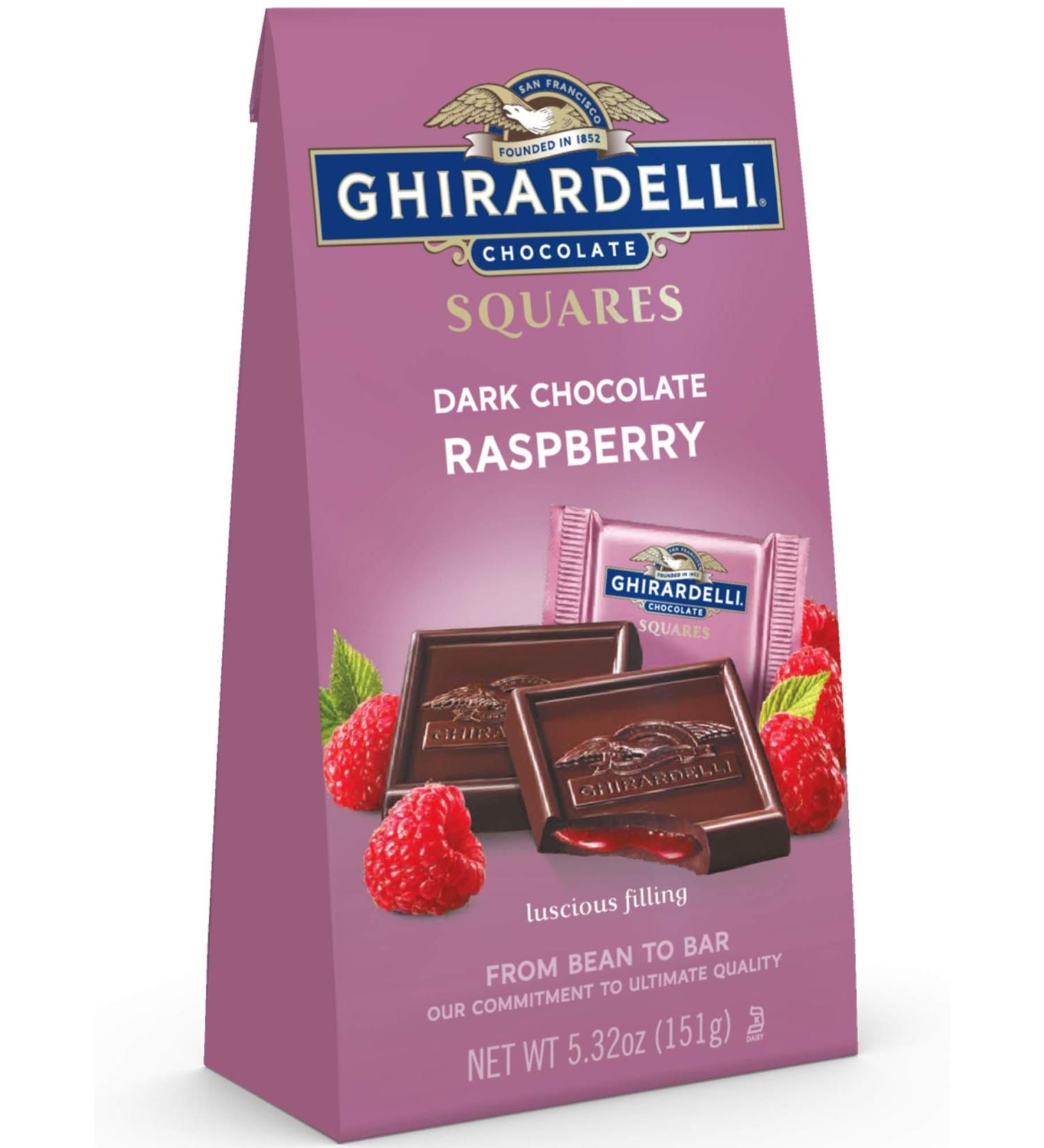 Ghirardelli Dark and Raspberry Squares Stand Up Bag 5.32 Ounce by Ghirardelli - Buy Online on GoSupps.com